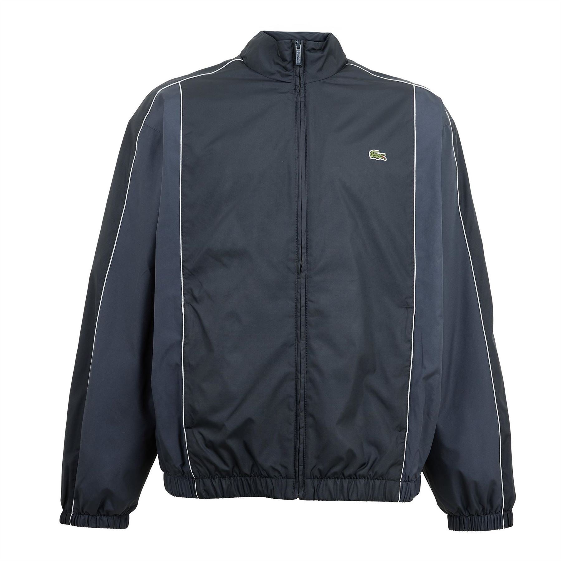 Lacoste Solid Patterned Band Collared Track Jacket with Logo