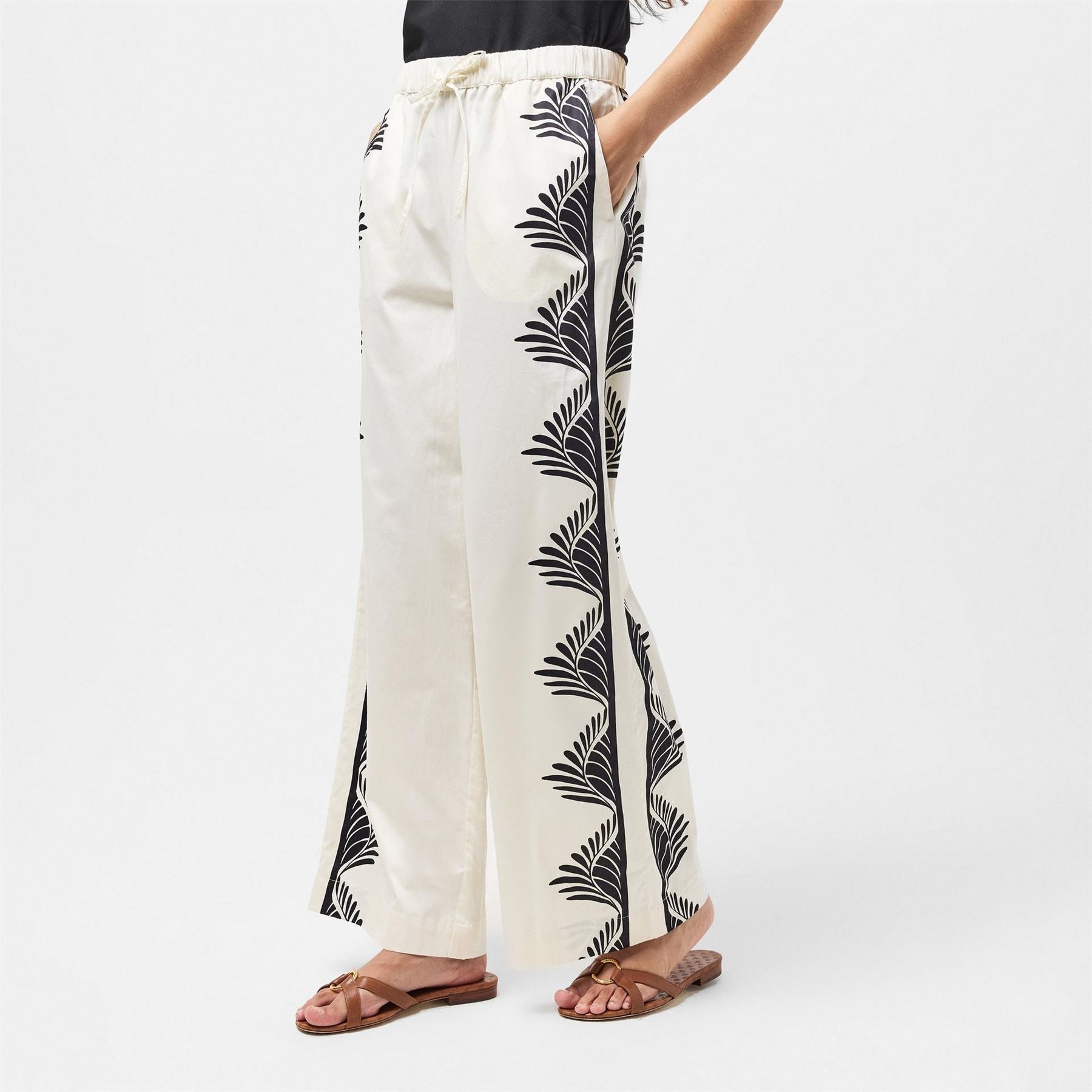 French Connection Floral Patterned Wide Leg Trousers
