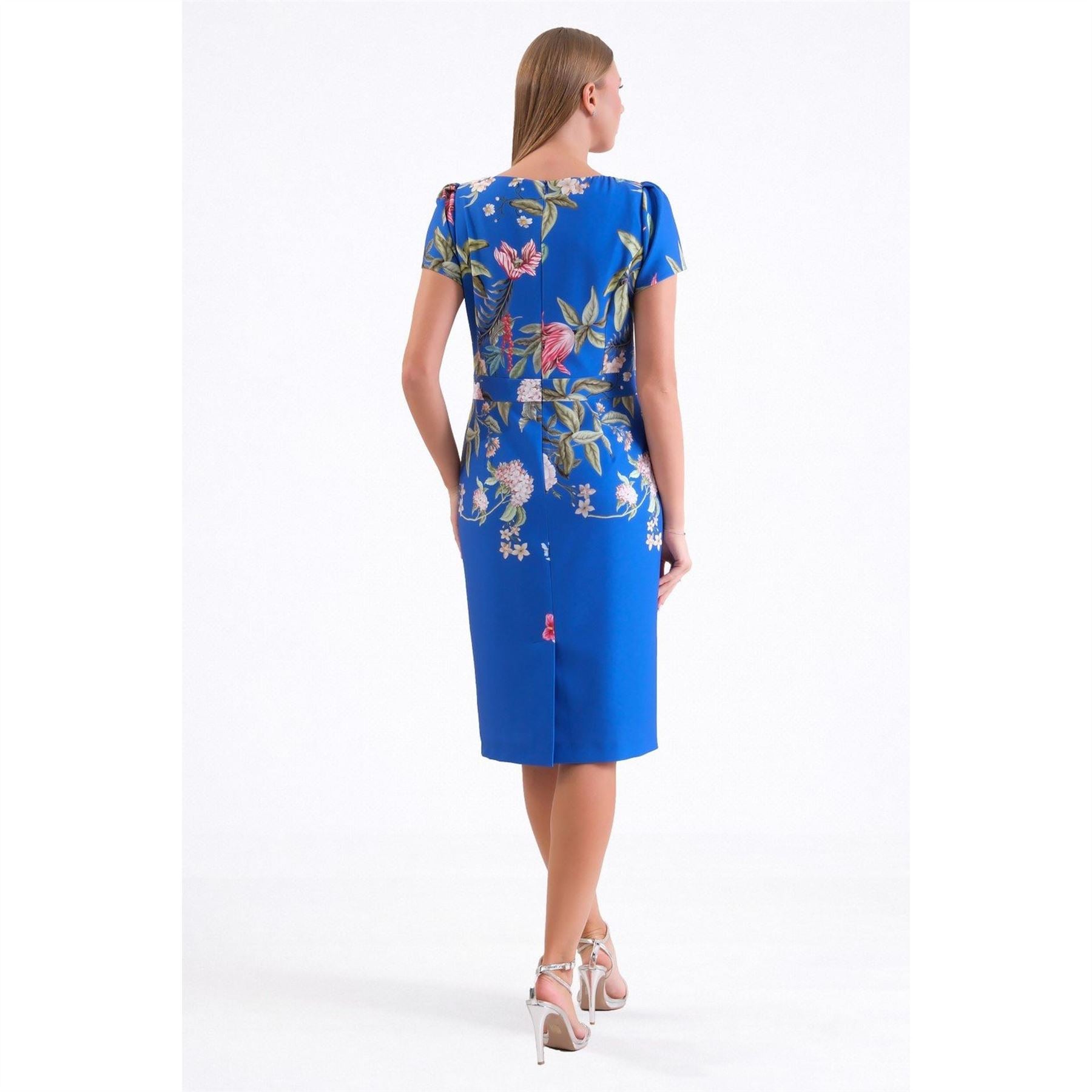 Ella Boo Cape Detail Midi Dress in Royal or lime