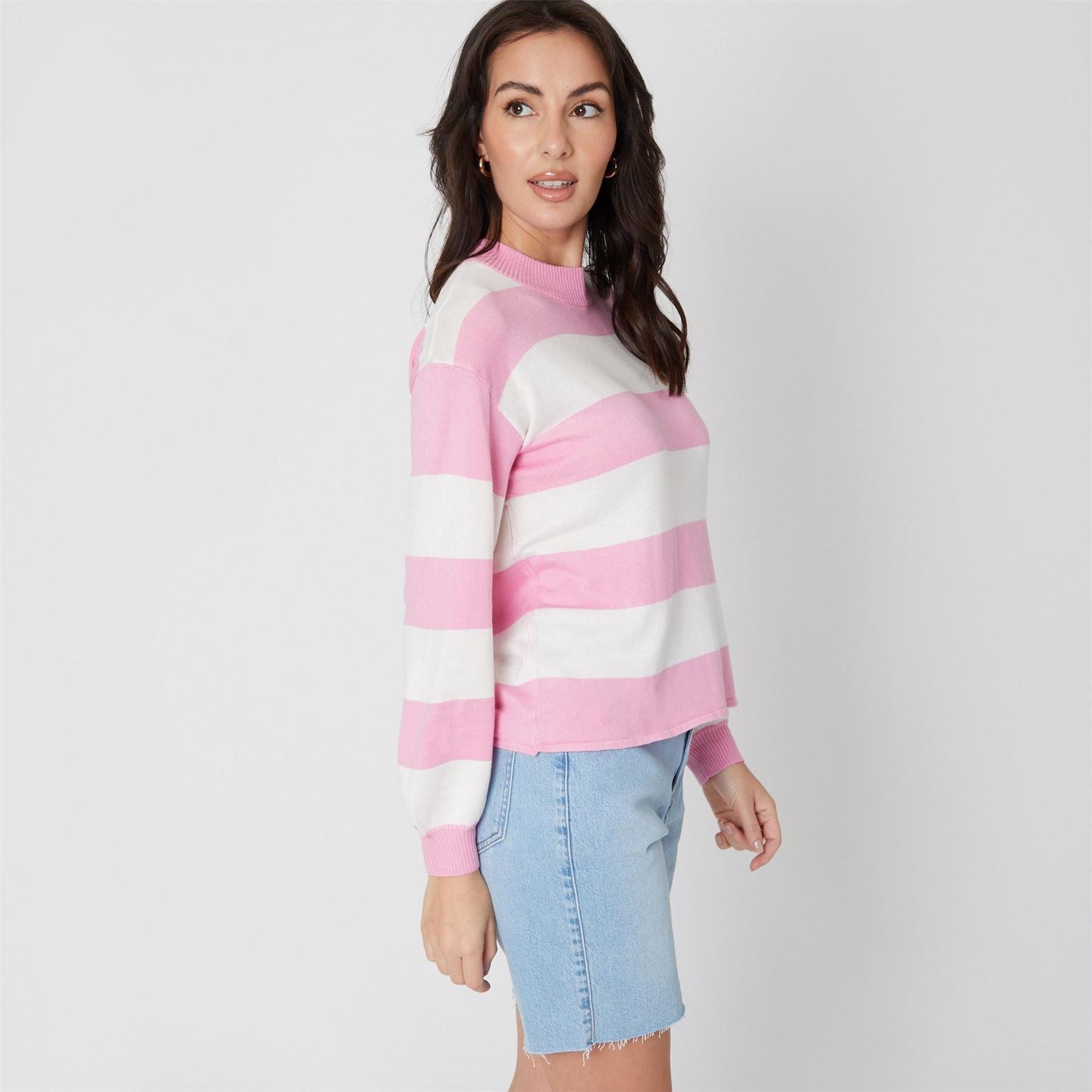 Be You Stripe Crew Neck Relaxed Fit Sweater