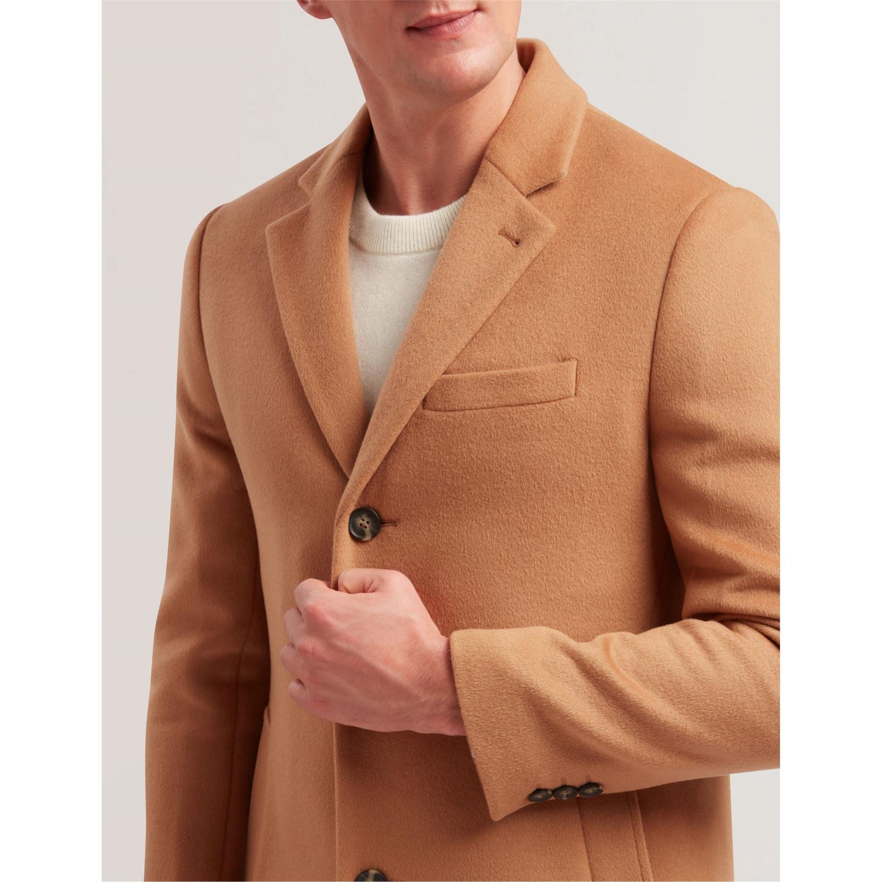 Ted Baker Solid Patterned Over Coat with Flap Pocket