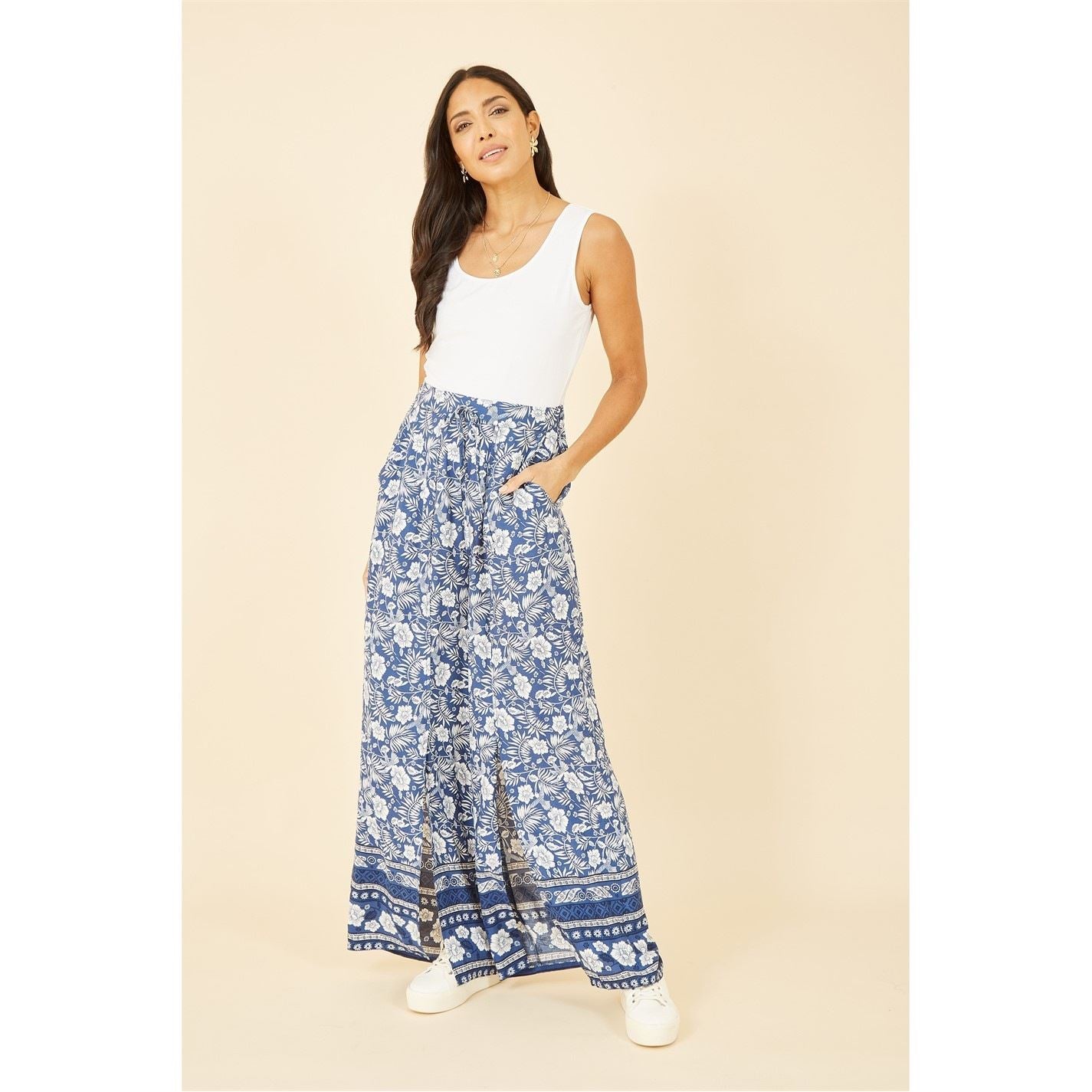 Yumi Floral Border Relaxed Fit Trousers