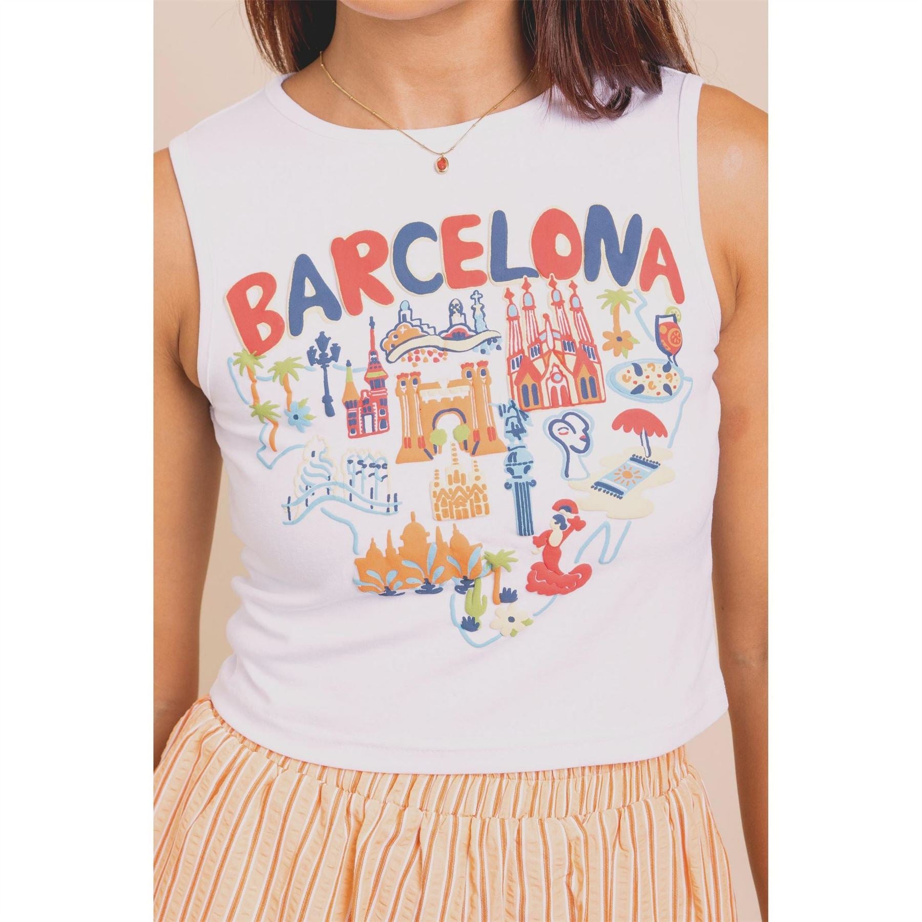 Daisy Street Barcelona Cropped Crew Neck Tank