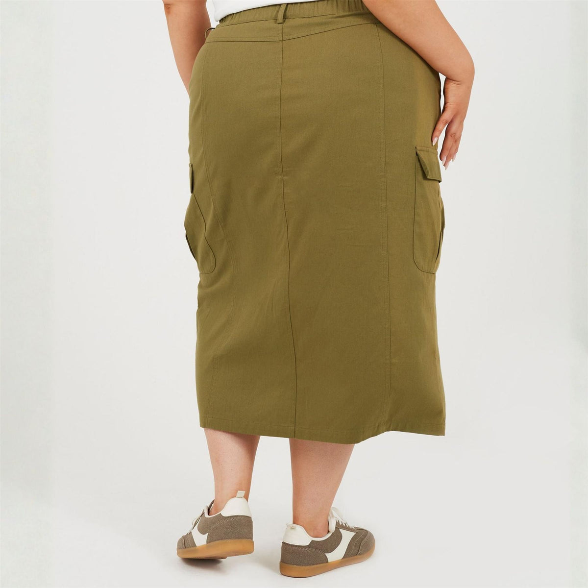 Brave Soul Womens Plus Size Denim Cargo Skirt