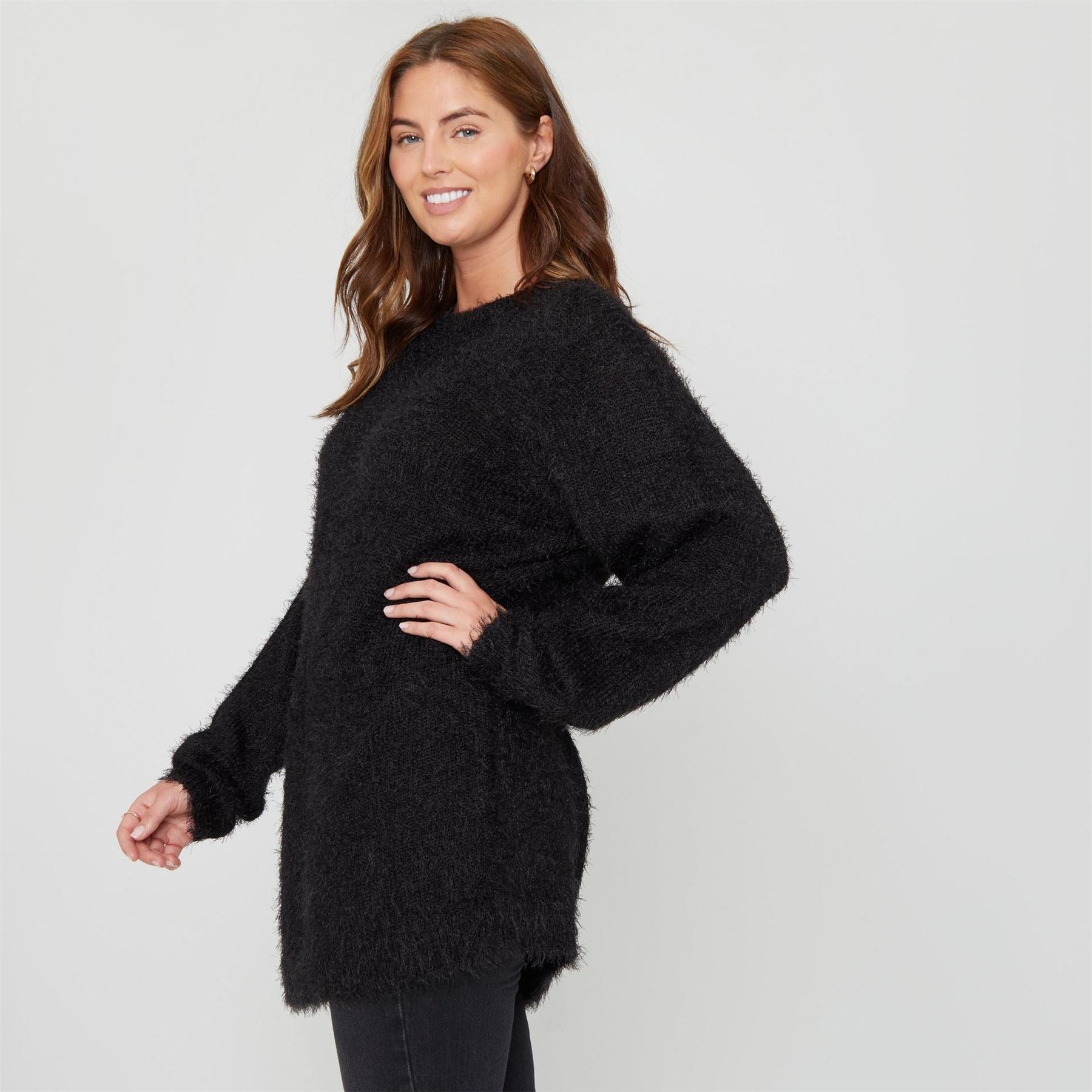 Be You Fluffy Relaxed Fit Crew Neck Sweater