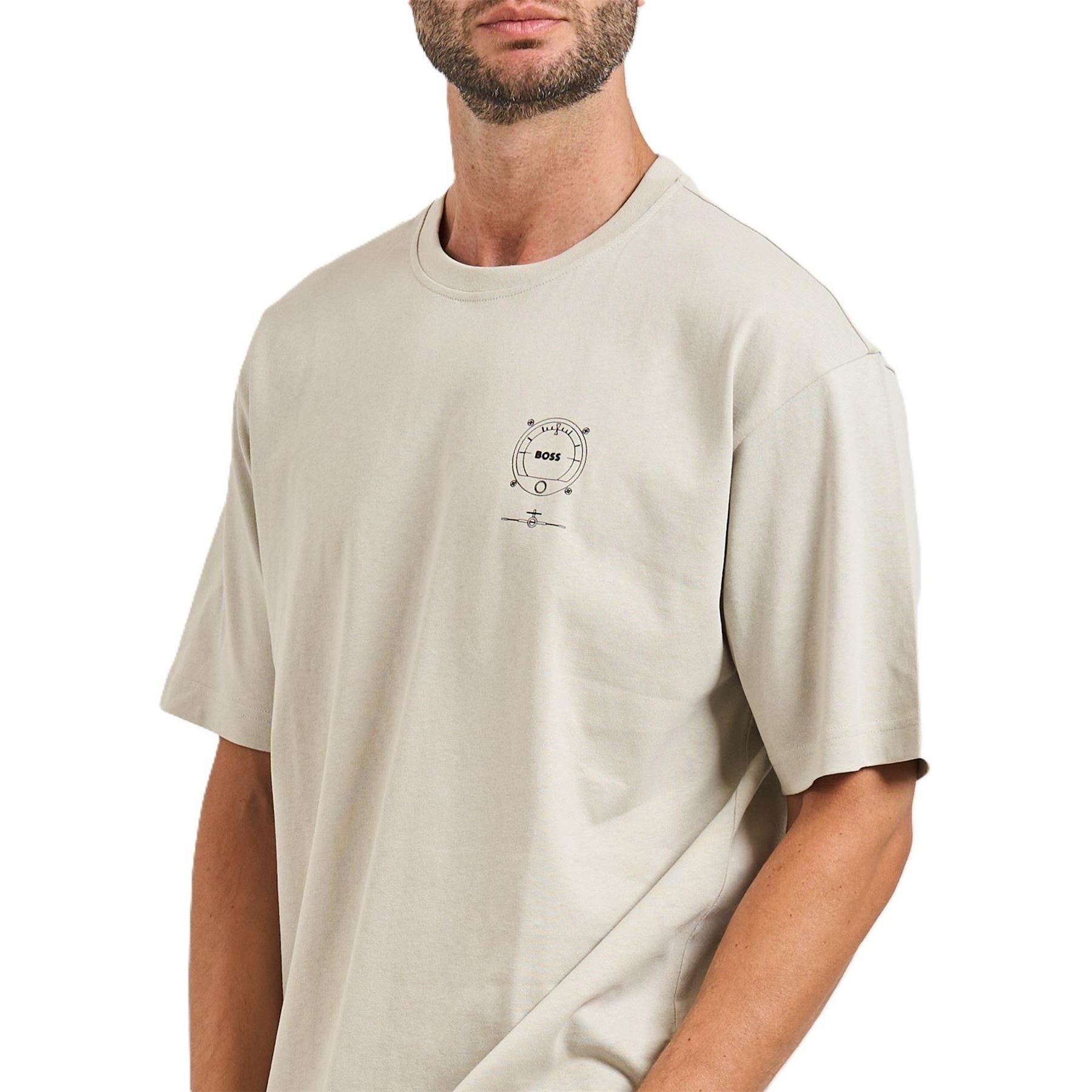 Boss Graphic Crew Neck Drop Shoulder Jersey T-Shirt
