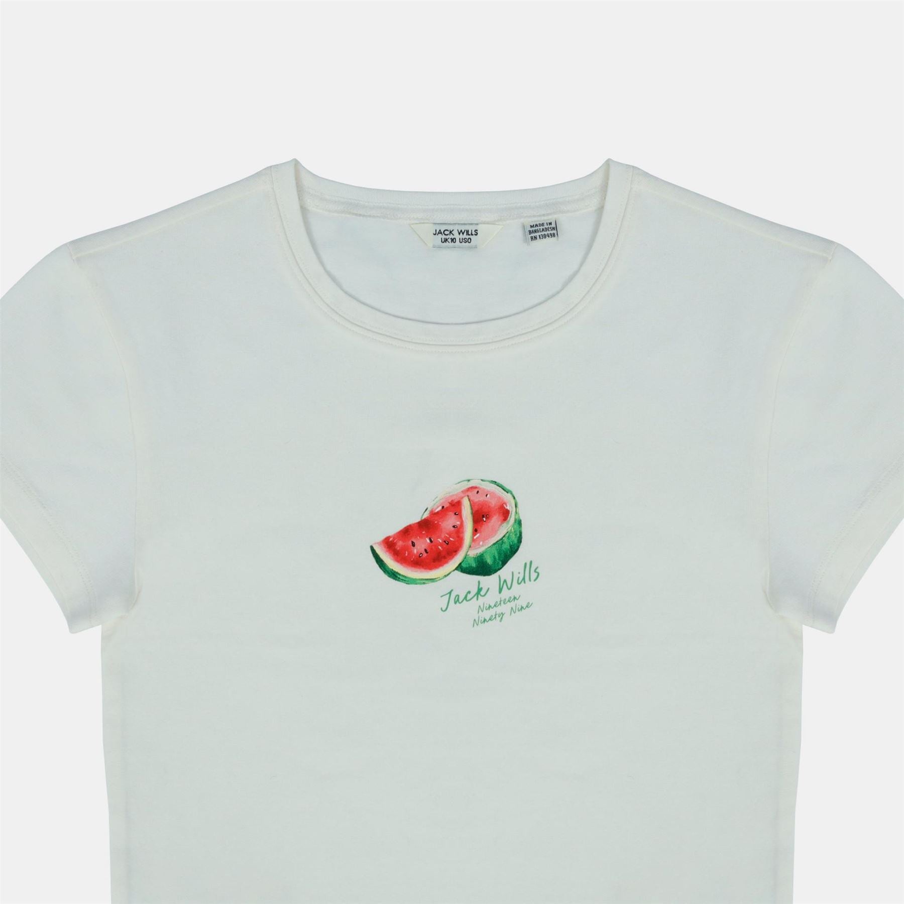 Jack Wills Graphic Cotton Short Sleeve Crew Neck Print Crop Top