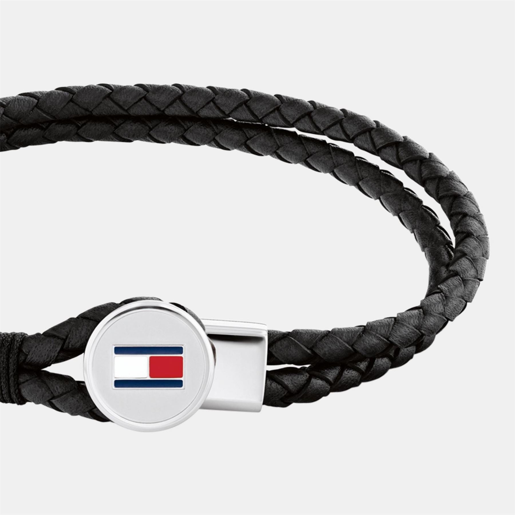Tommy Hilfiger Hilfiger Men’s Braided Leather Bracelet