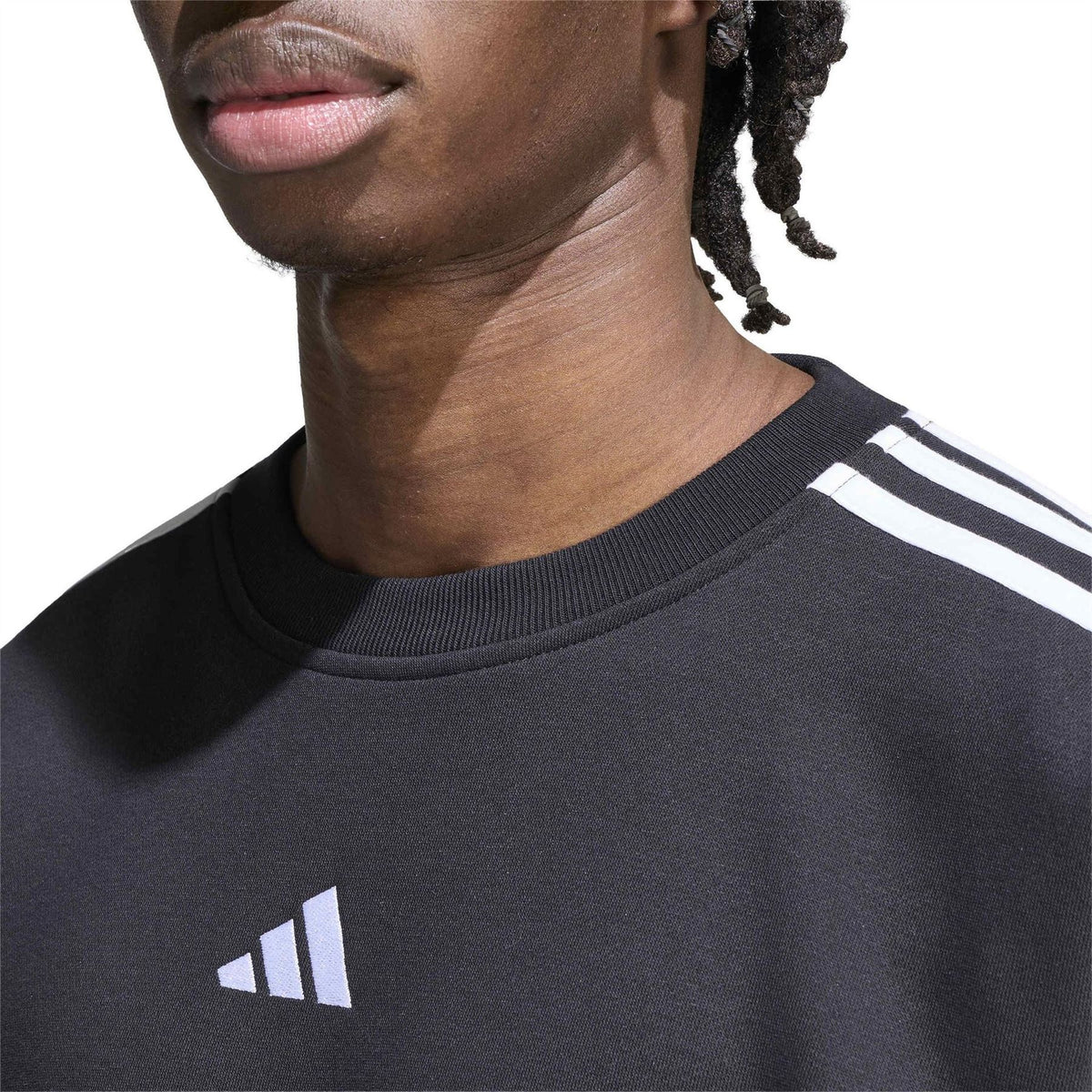 adidas Mens Essentials Crew 3 Stripes Pullover Sweatshirt