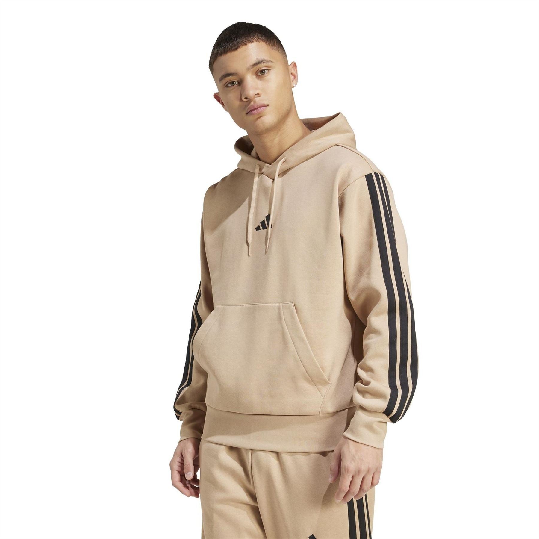 adidas Mens Fleece 3 Stripes Hoodie