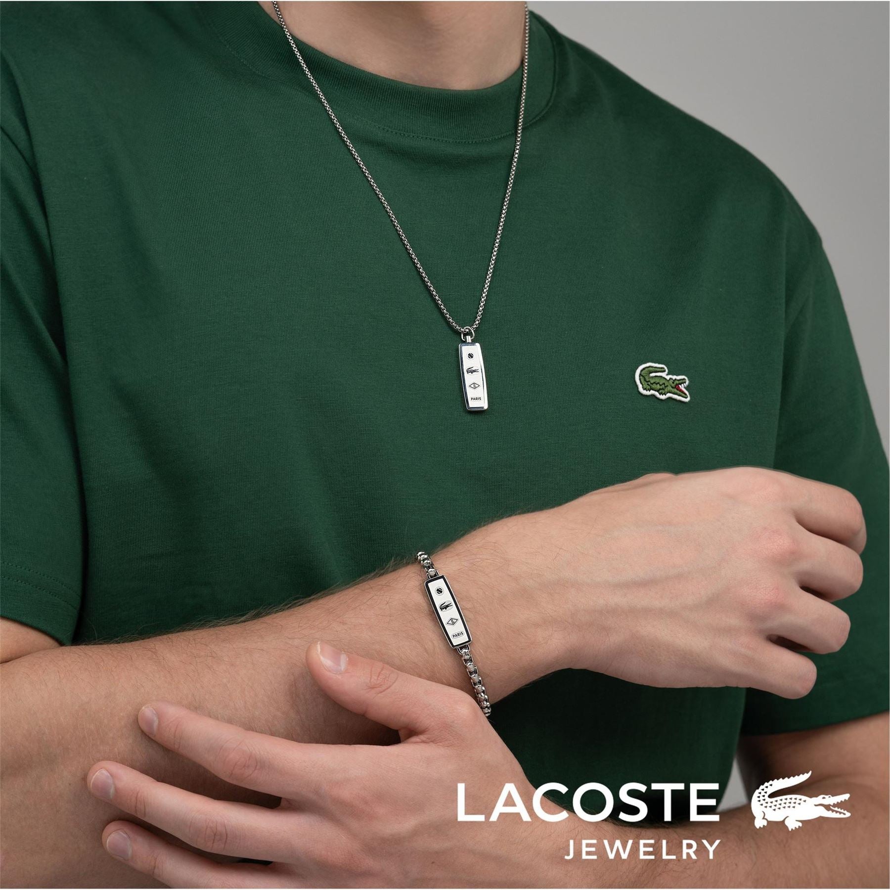 Lacoste Mens District  Reversible Pendant Necklace