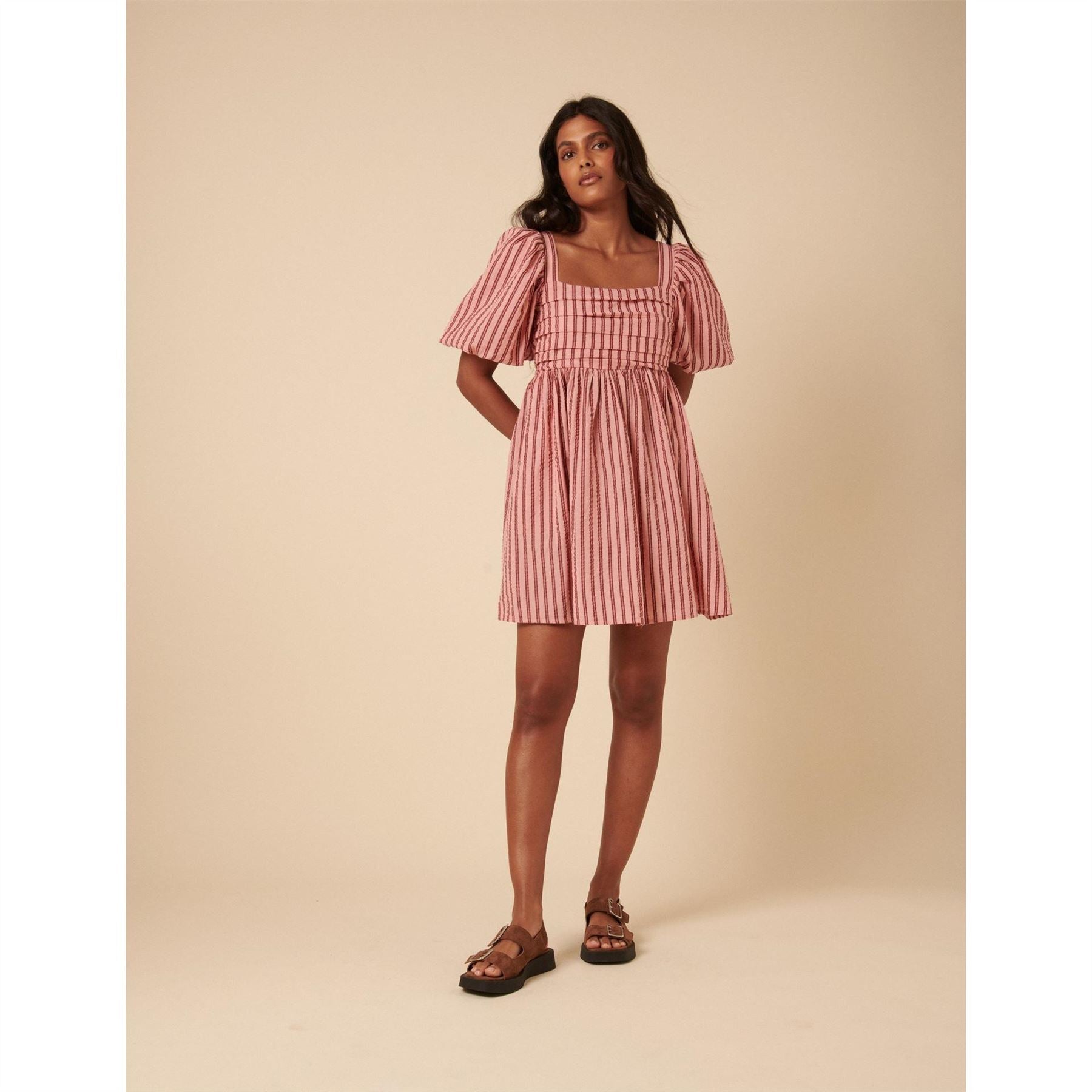 Nobodys Child Nova Square Neck Short Sleeve Mini Babydoll Dress