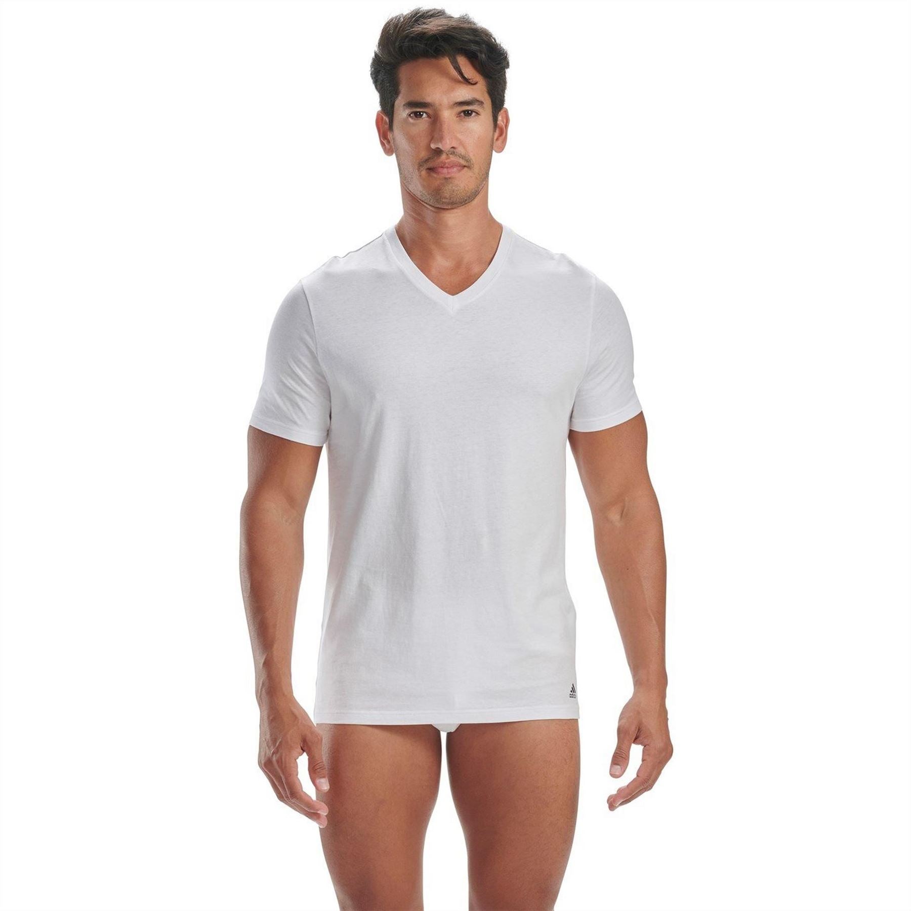 adidas Mens 3 Pack Active Core Cotton V Neck T-Shirt
