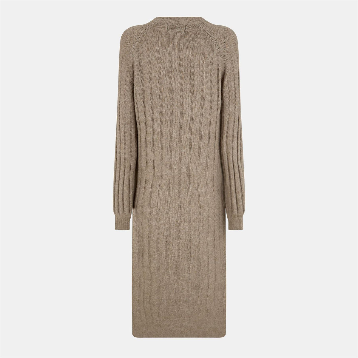 Pieces Knit Crew Neck Ribbed Cuff Midi Sweater Dress