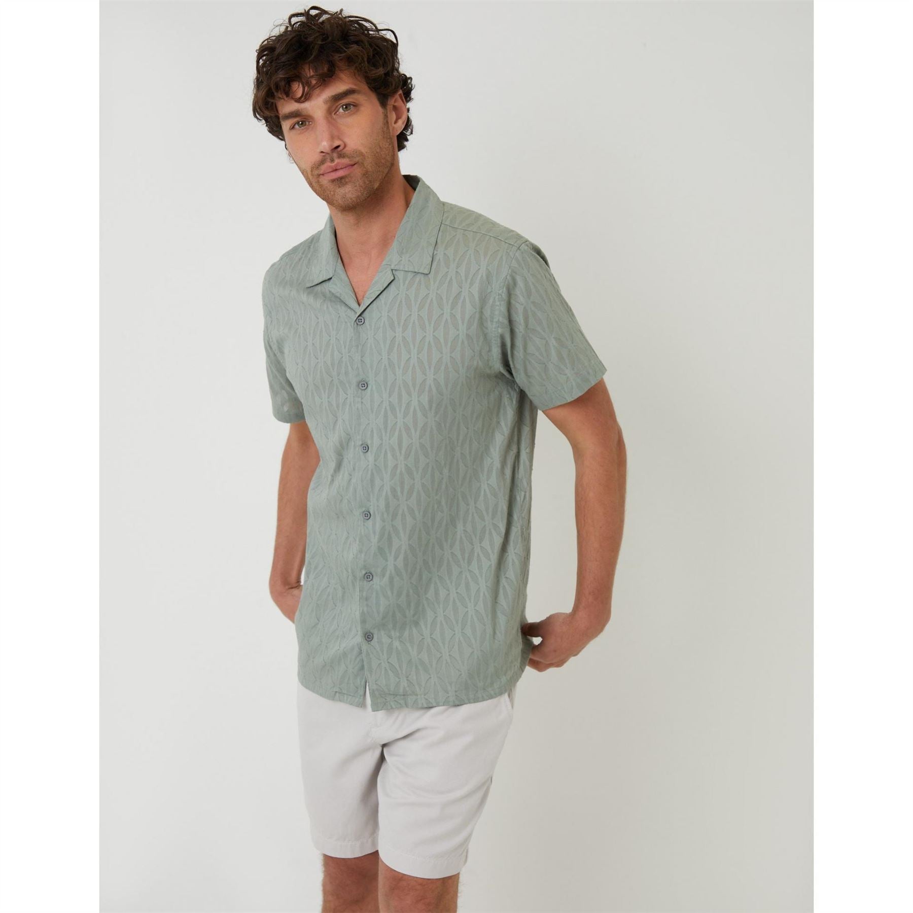 Threadbare Regular Fit Short Sleeve Point Collar Shirt