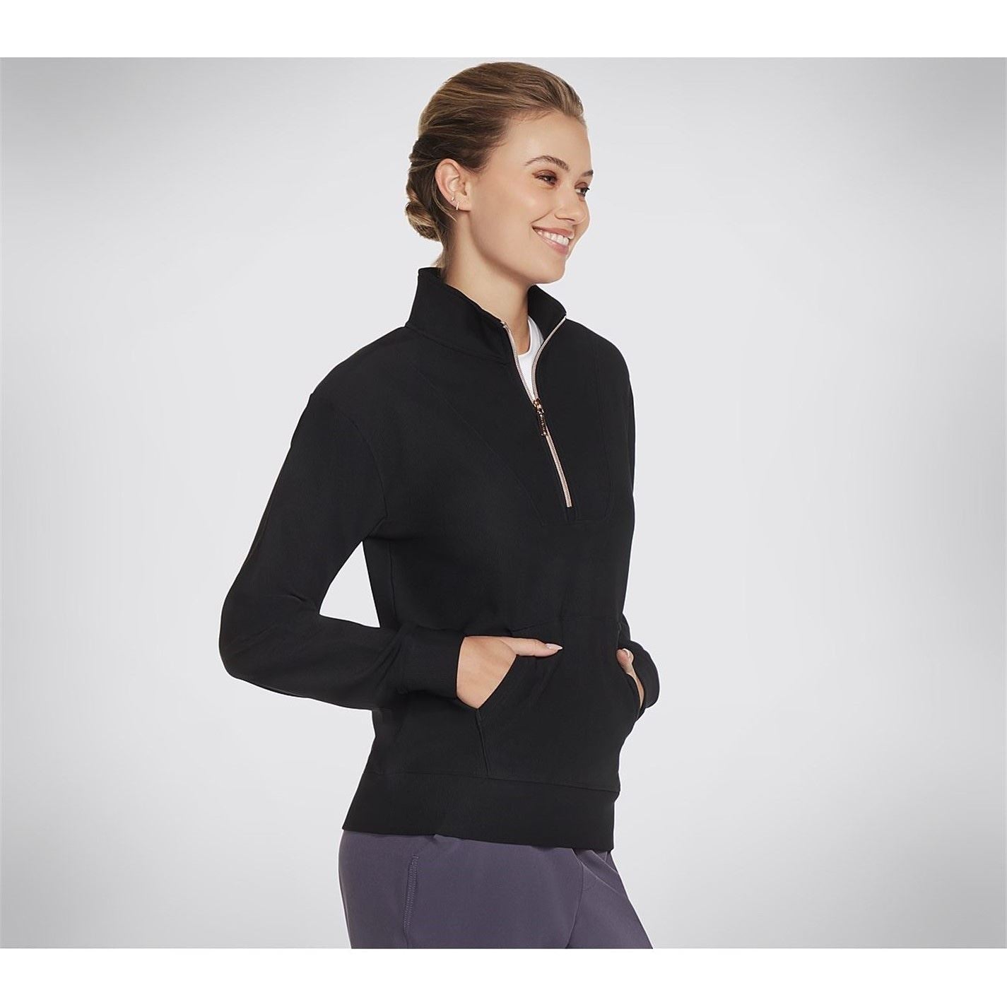 Skechers Womens Goluxe Rib 1 4 Zip Fleece
