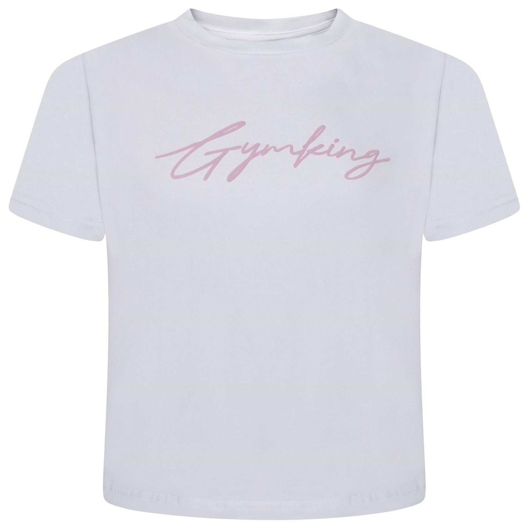 Gym King Gymki Script Jersey Fitted White T-Shirt
