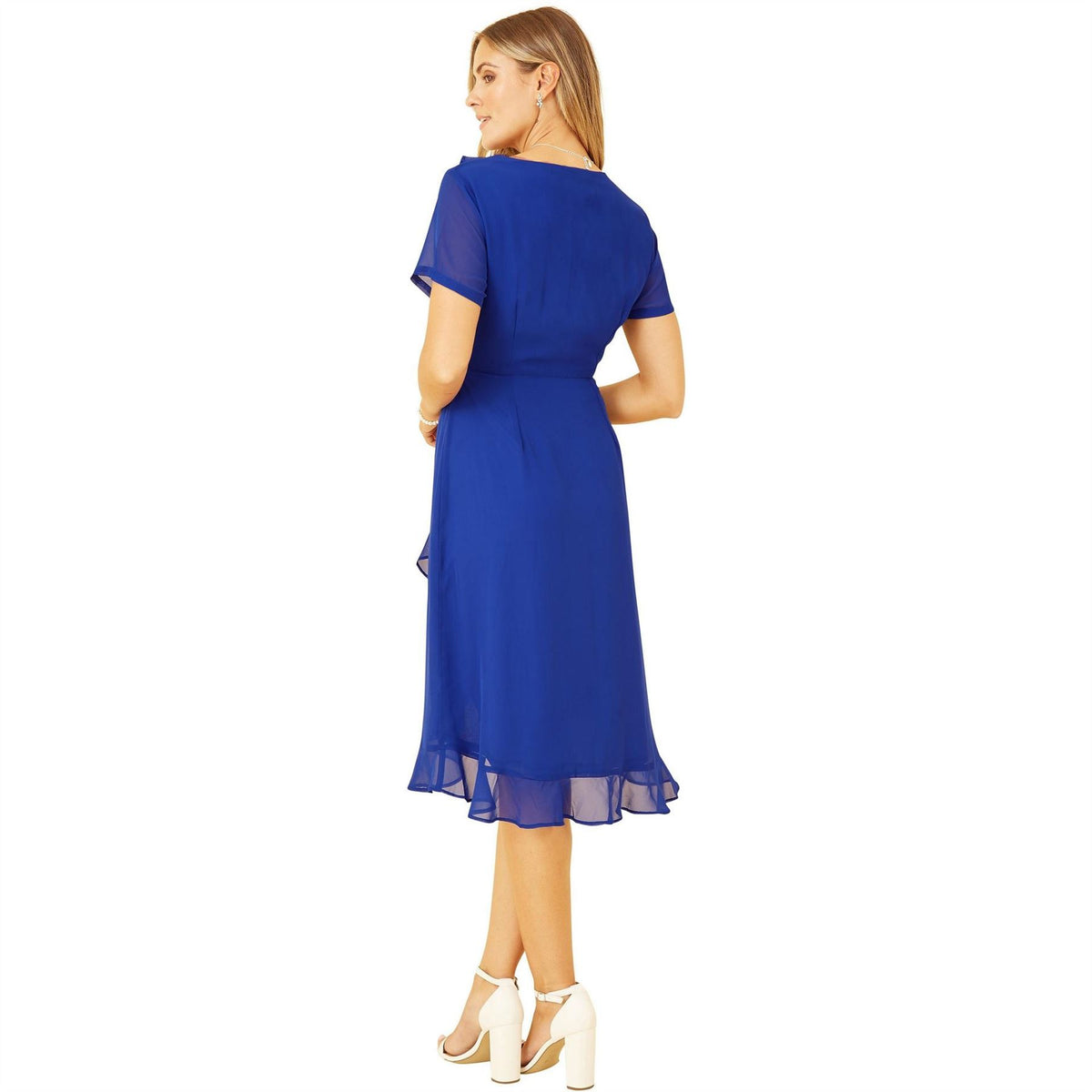 Yumi Frill V-Neck Midi Wrap Dress