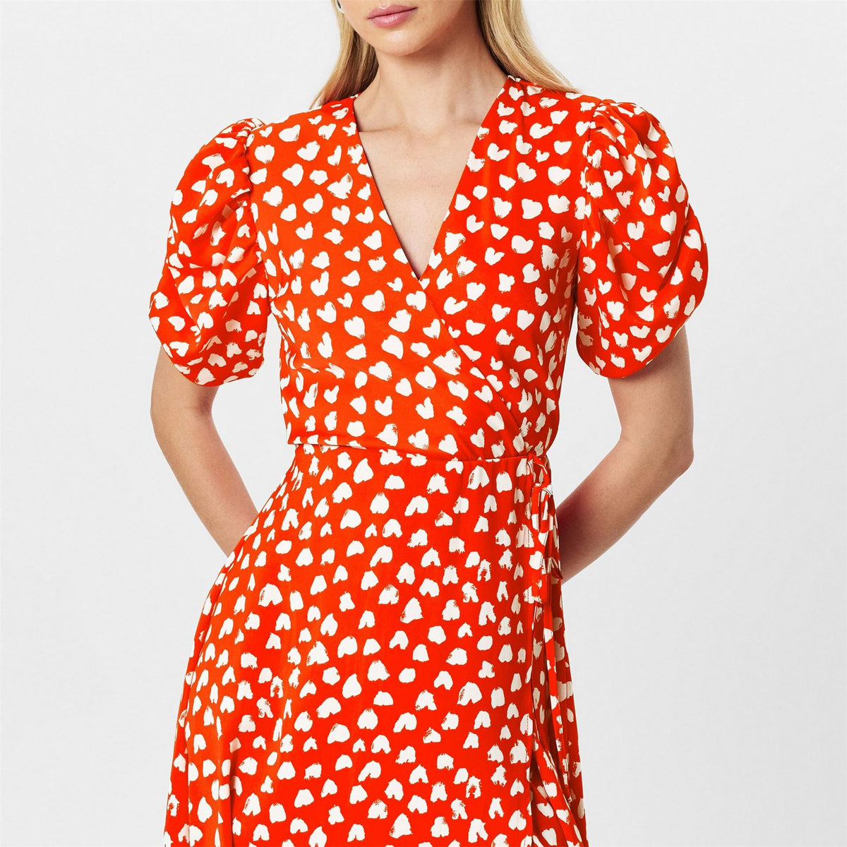 AX Paris Heart Printed Wrap Midi Dress