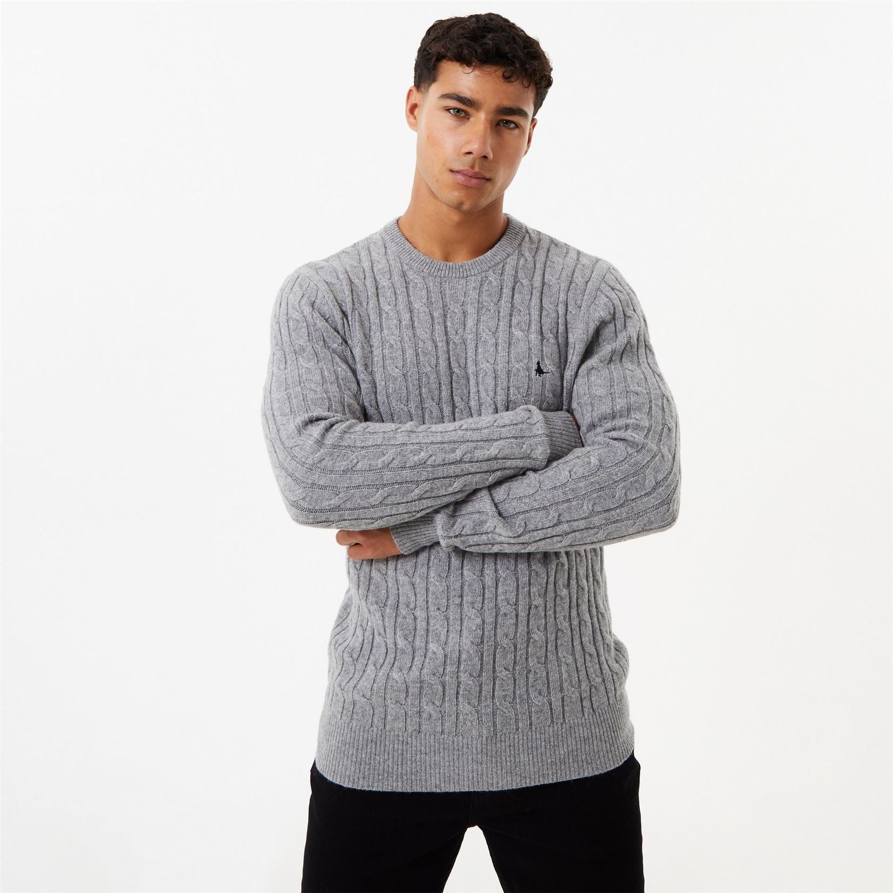 Jack Wills Mens Marlow Merino Wool Blend Cable Knitted Jumper
