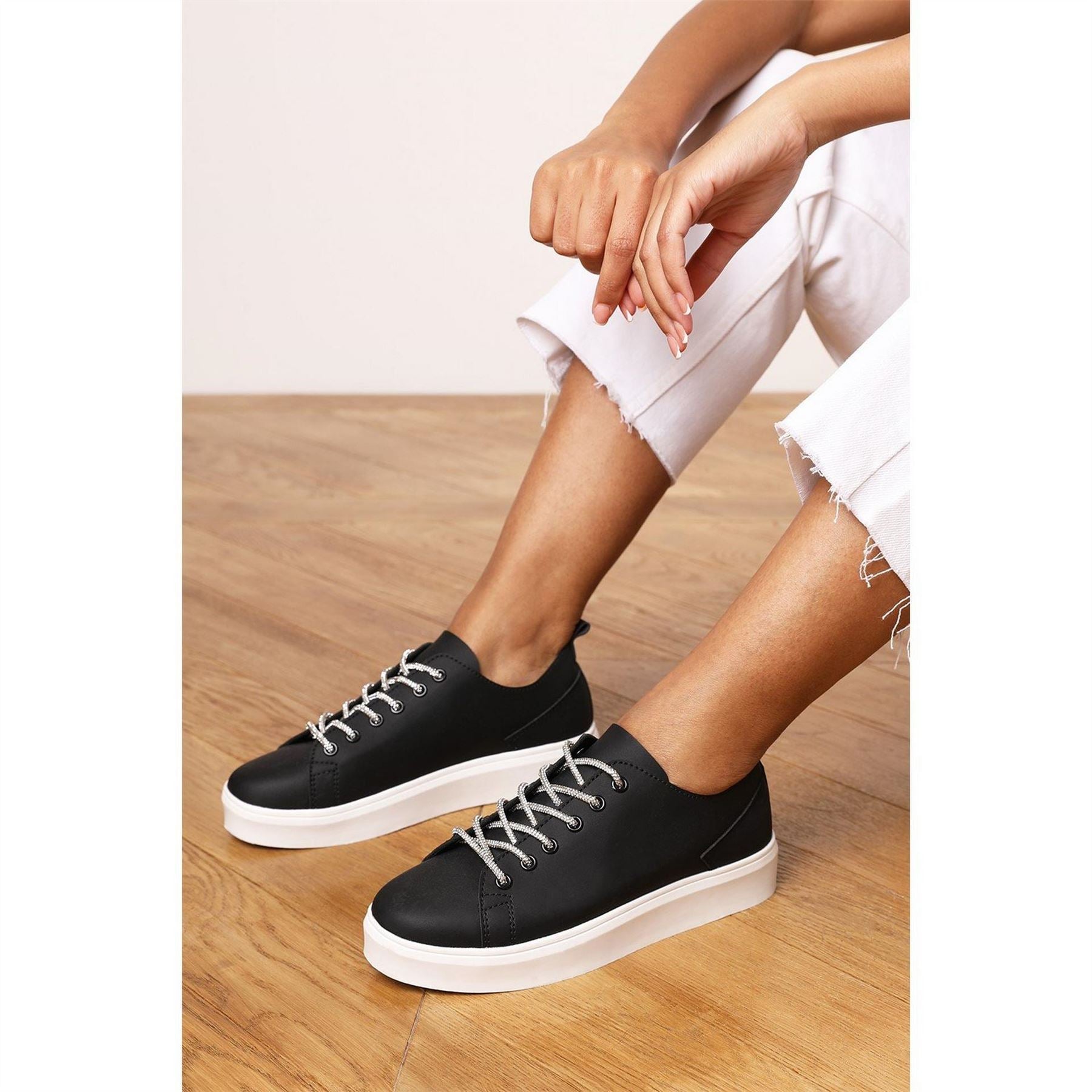 Wheres That From Low Wedge Trainer With Lace Up Detail