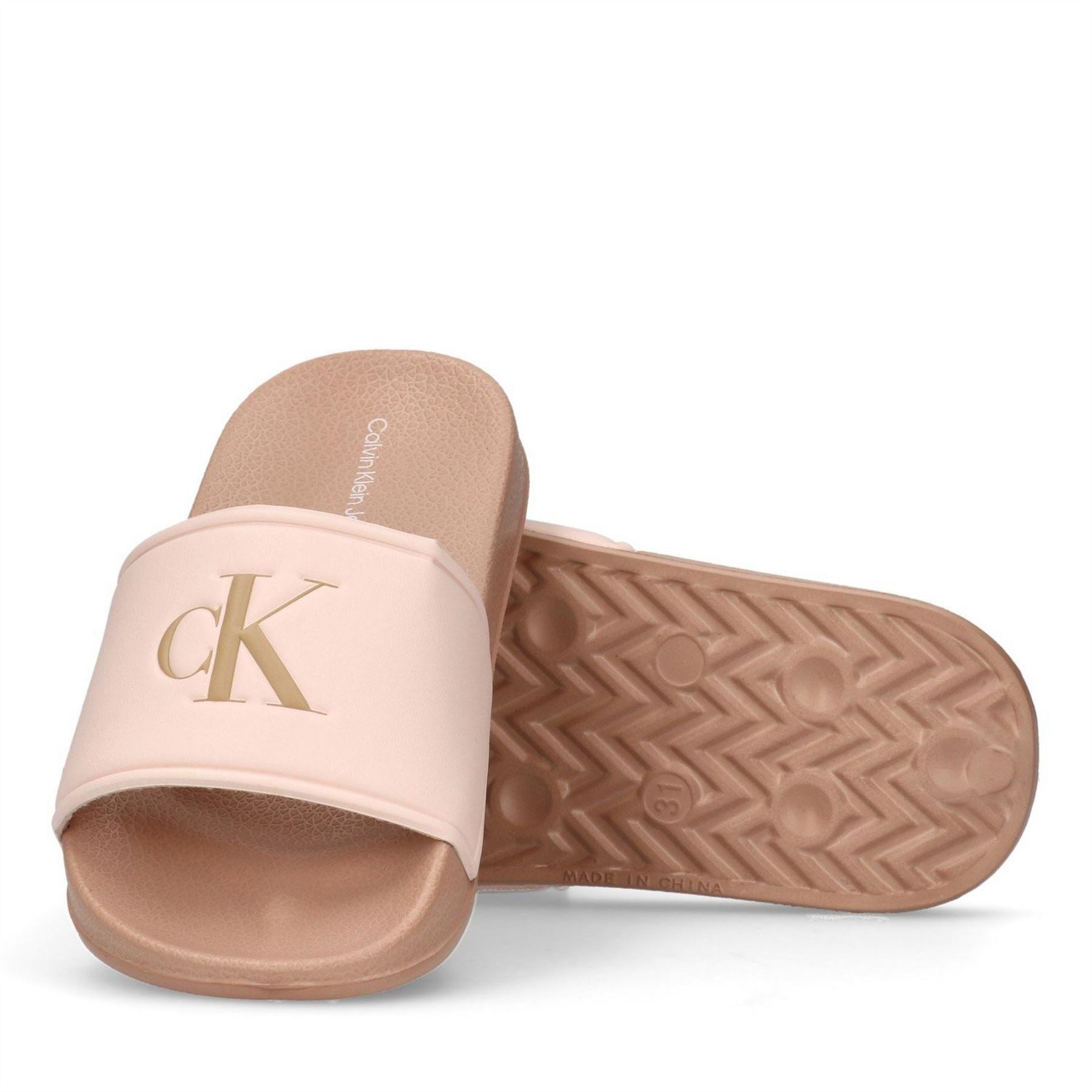 Calvin Klein Jeans Junior Open Toe Logo Print Slides