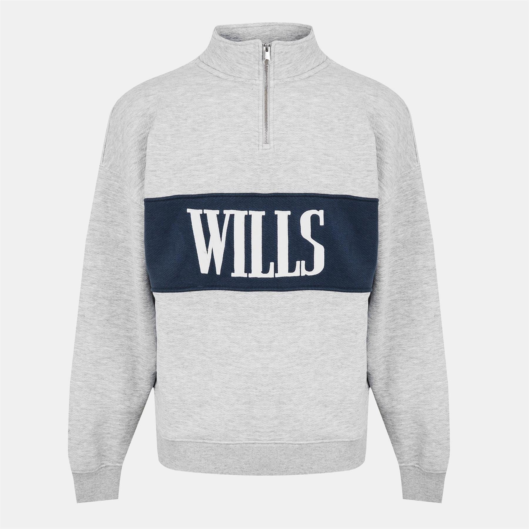 Jack Wills Logo Print Zip Neck Regular Fit Sweatshirt