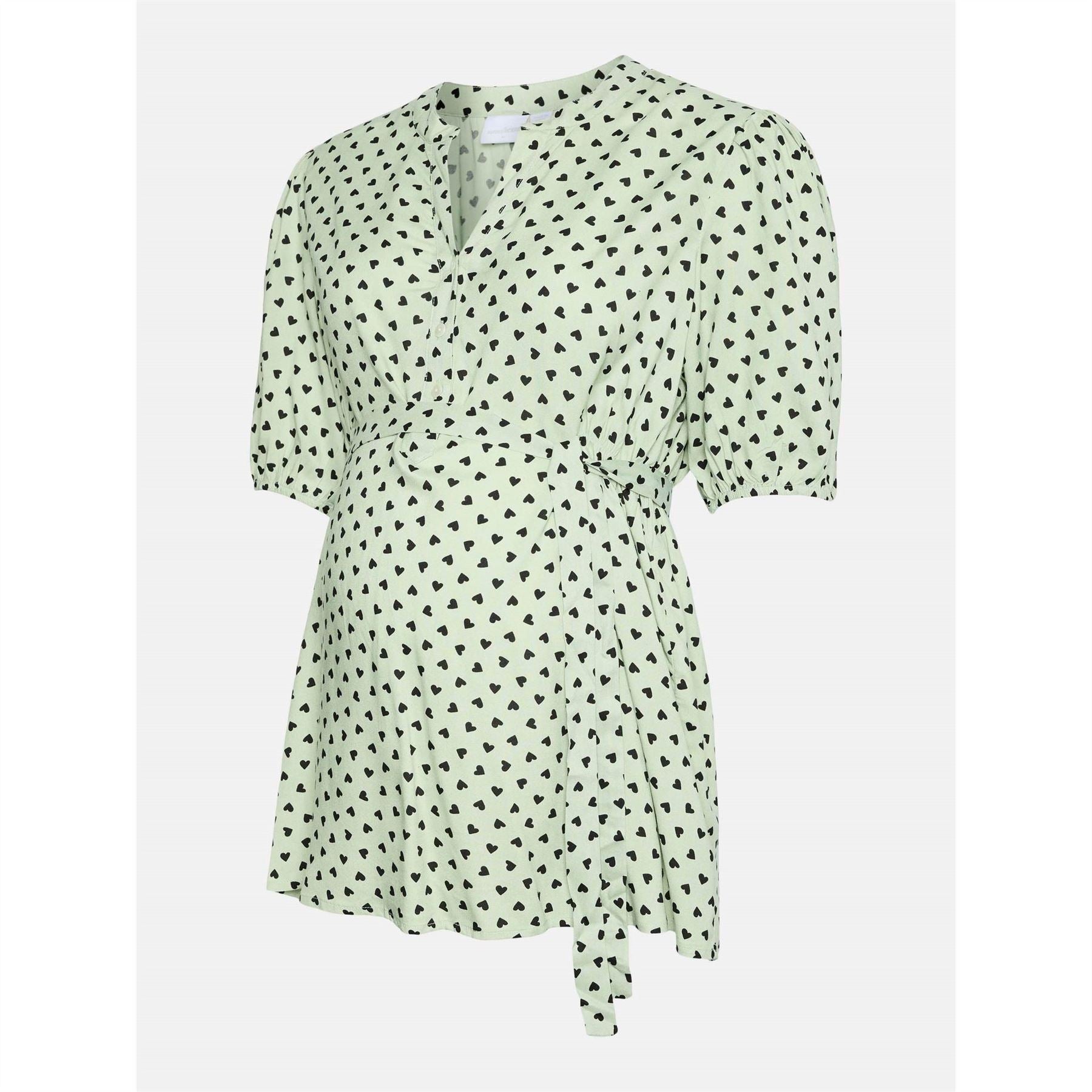 Mamalicious Notched Neck Puff Sleeve Three Quarter Blouse