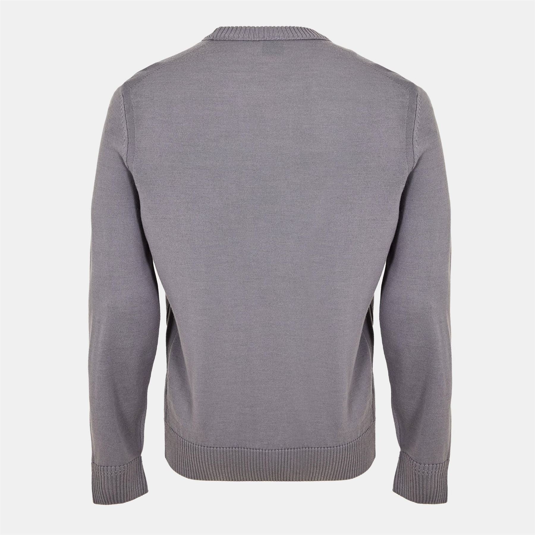 Boss Embroidered Crew Neck Ribbed Collar Long Sleeve Sweater
