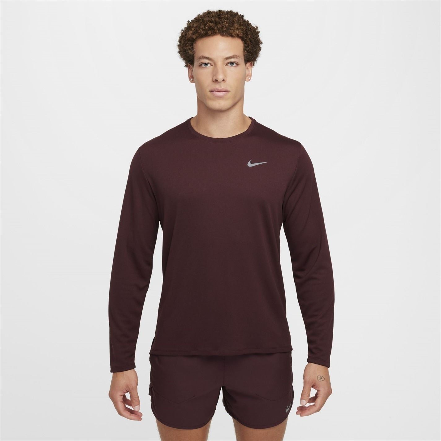 Nike Mens Miler Dri Fit Uv Long Sleeve Running Top
