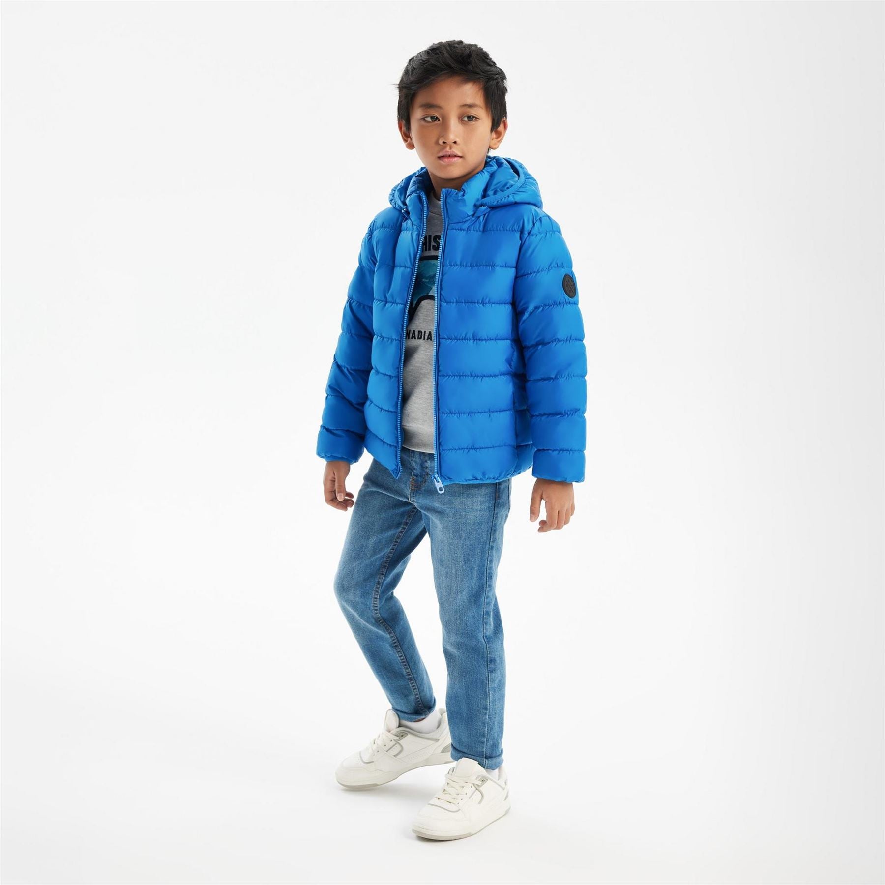 Minoti Boys Padded Jacket Detachable Hood Cobalt Blue