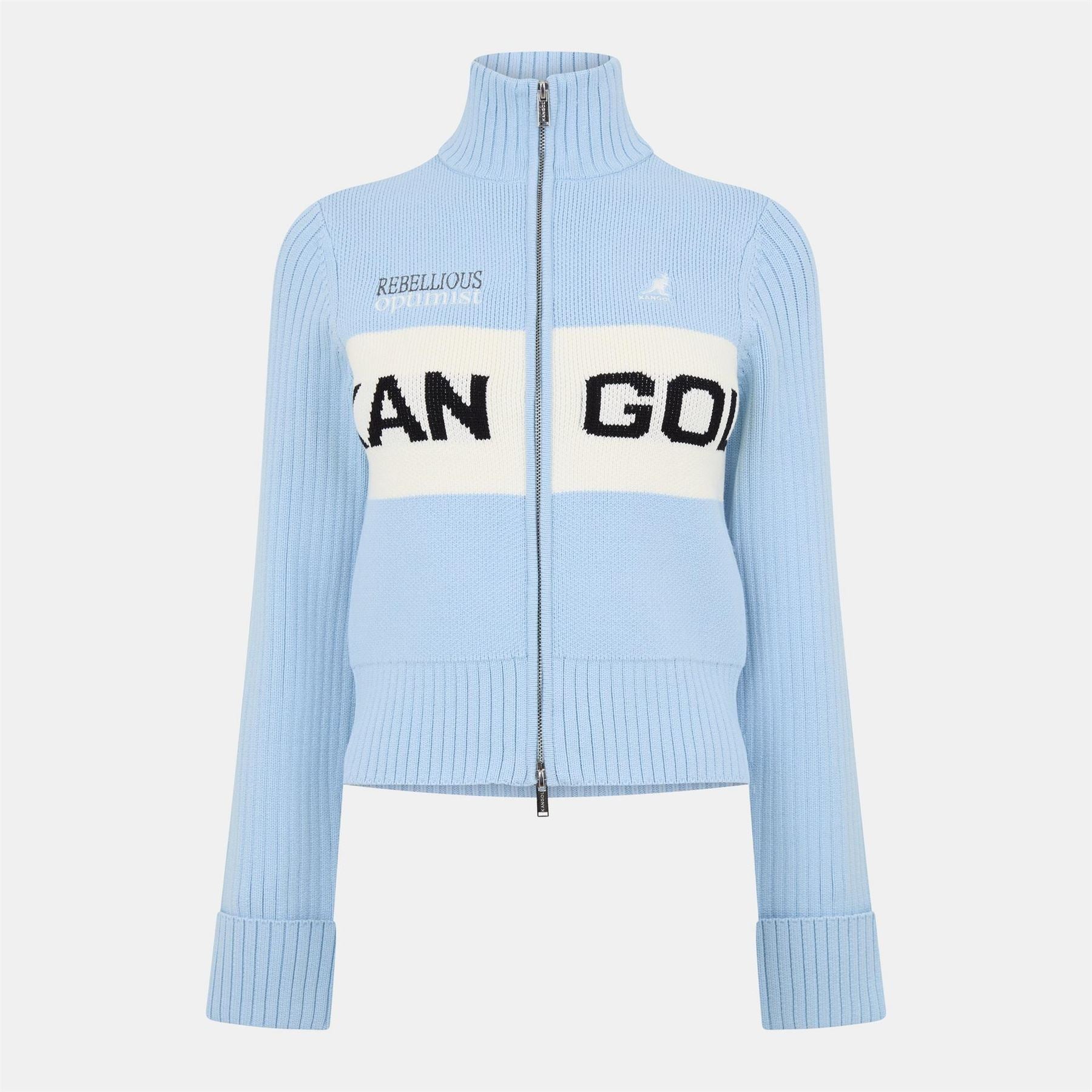 Kangol  Logo Turtleneck Rib Knitted Full Zip Cardigan