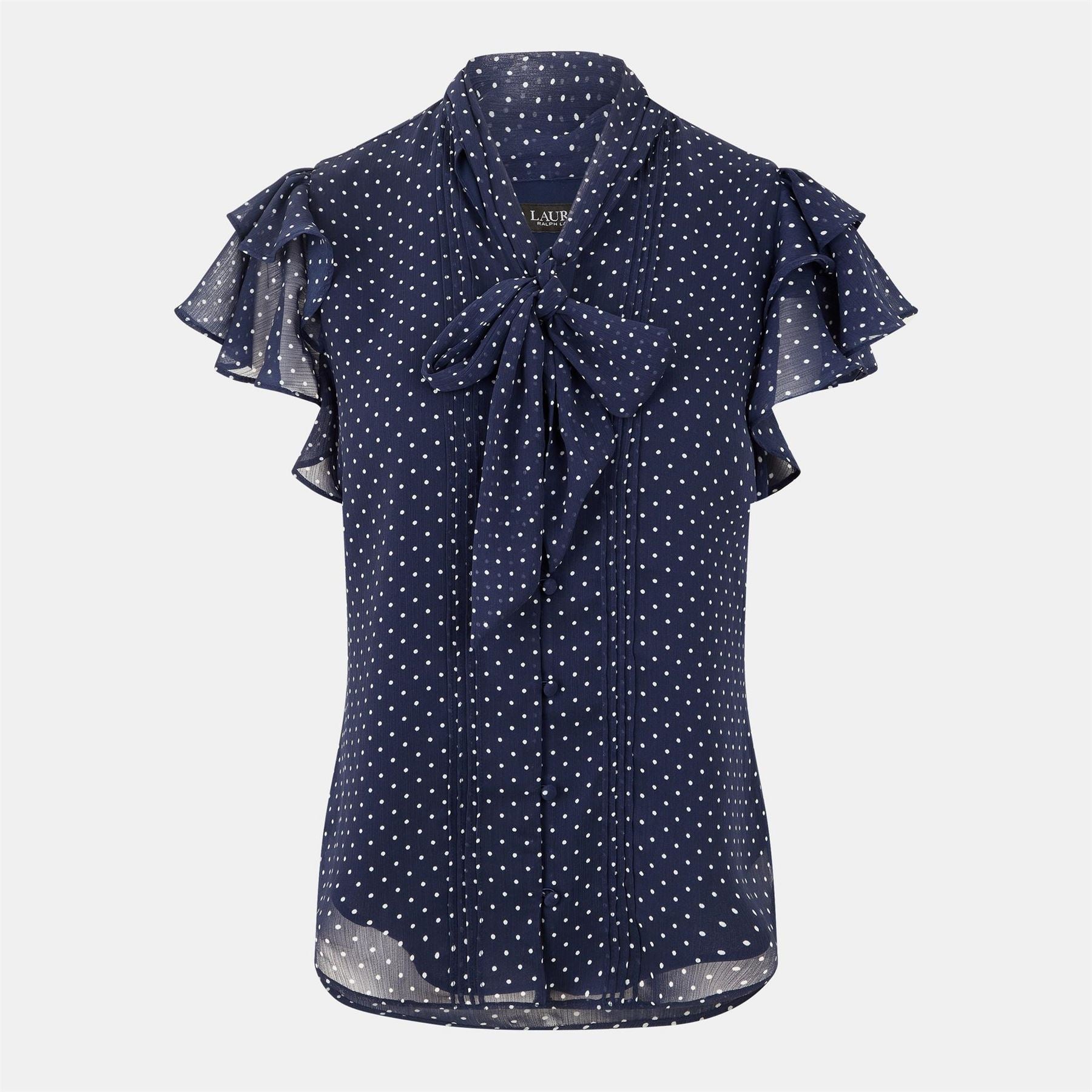 Lauren by Ralph Lauren Tie Neck Ruffle Sleeve Blouse