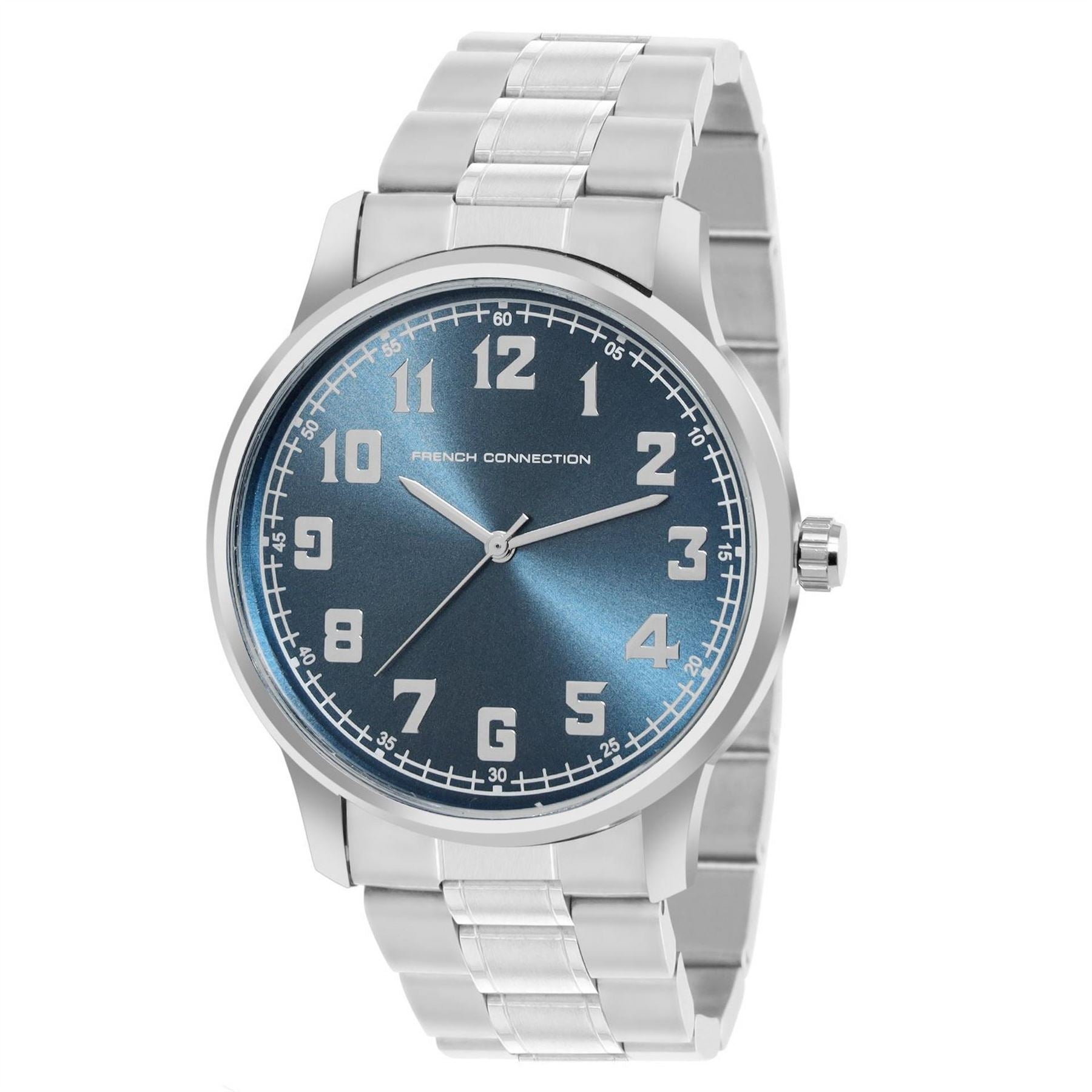 French Connection Connection Silver Case Round Shape Silver Strap Quartz Watch