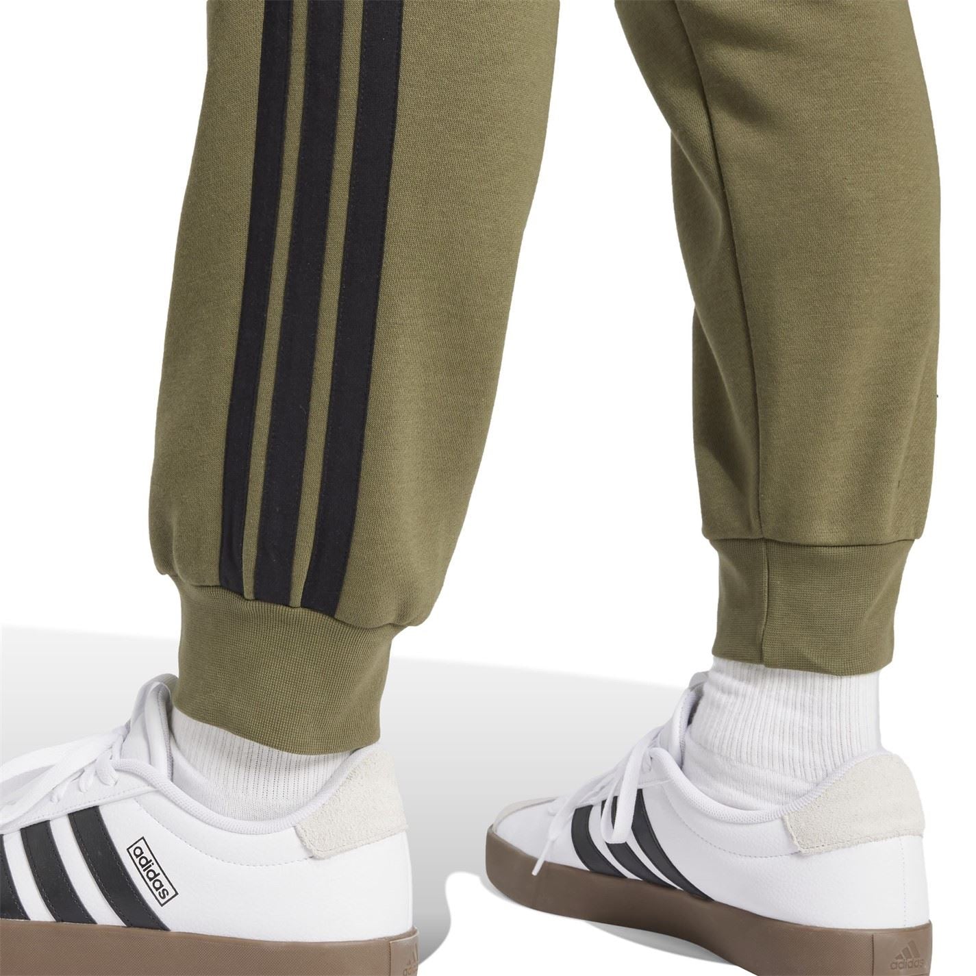 adidas Fleece Tapered Cuff 3 Stripes Joggers M