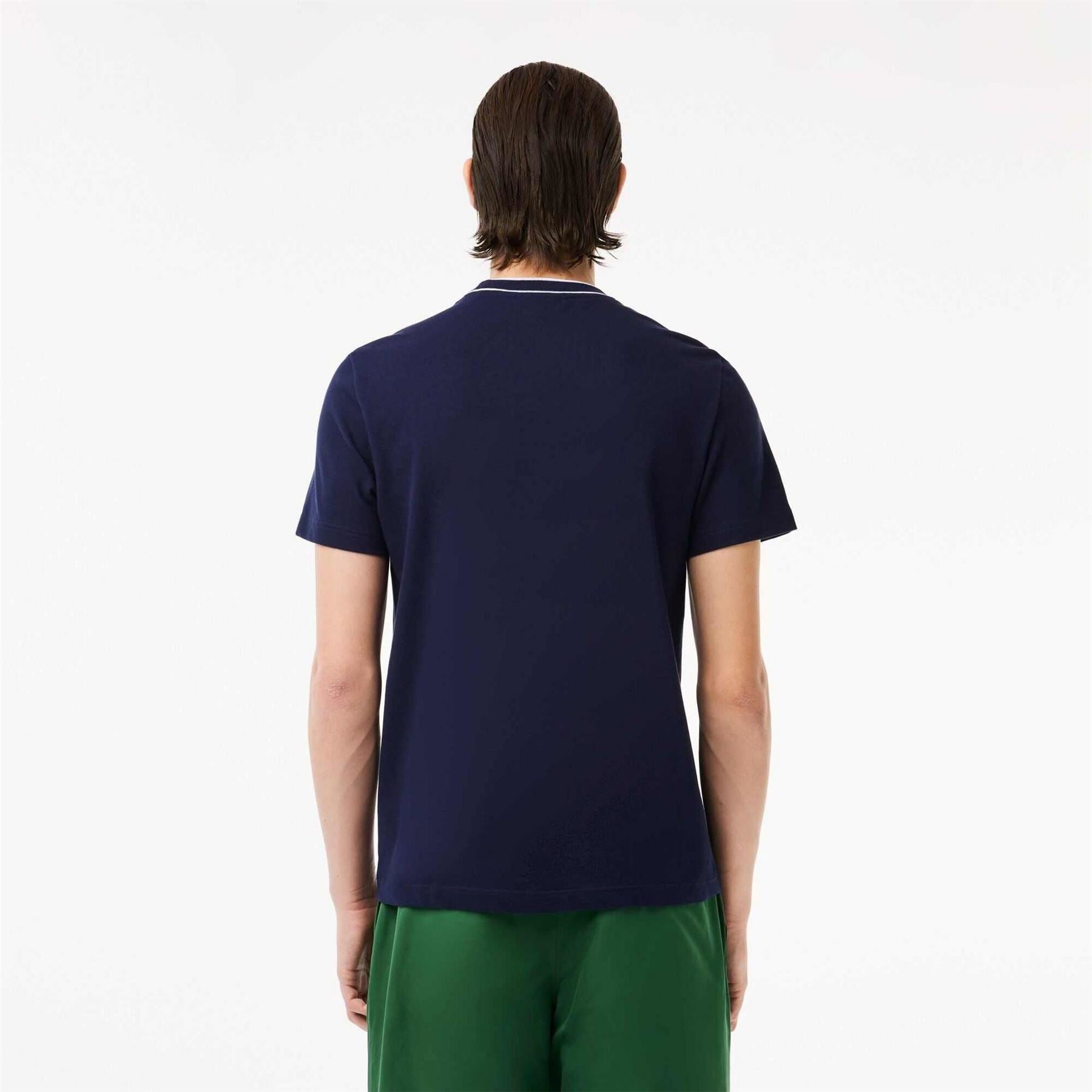 Lacoste Pique Stripe Collar T-Shirt