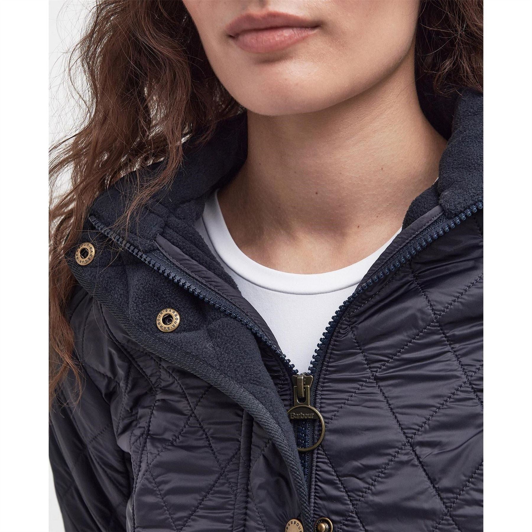 Barbour Cavalry Polarquilt Diamond Quilted Fleece Lined Long Sleeve Slim Fit Quilted Jacket