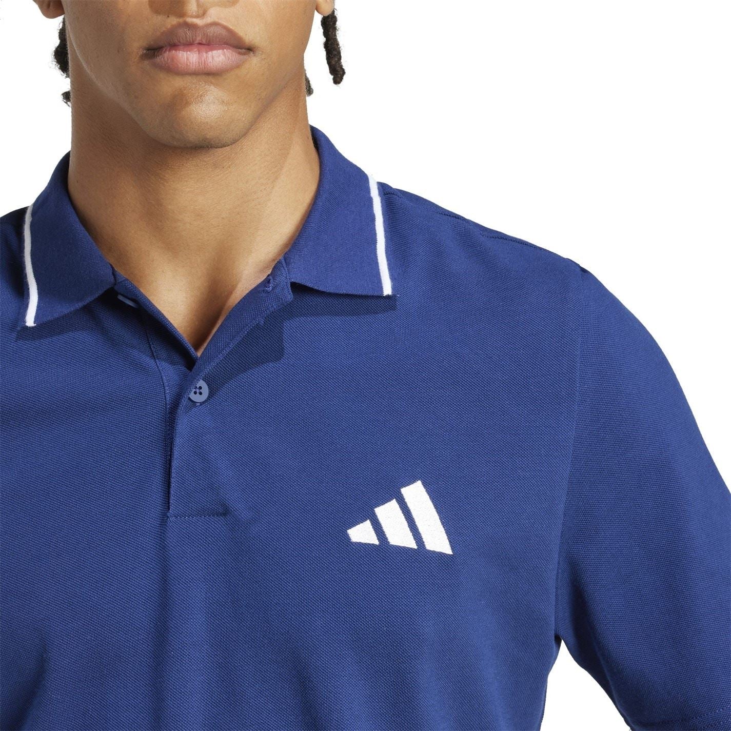 adidas Mens Essentials Cotton 3 Stripes Polo Shirt