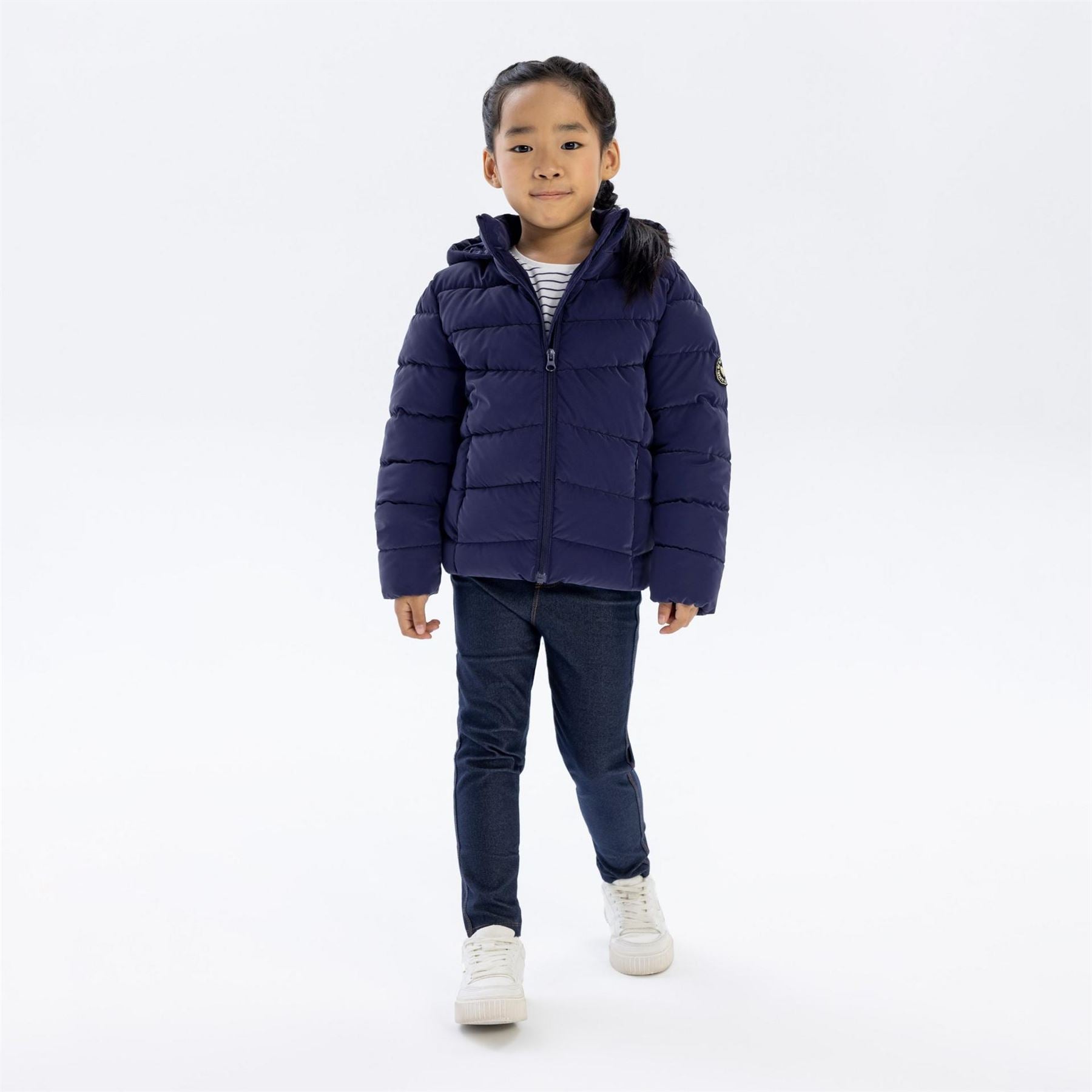 Minoti Girls Padded Jacket Velvet Feel Navy