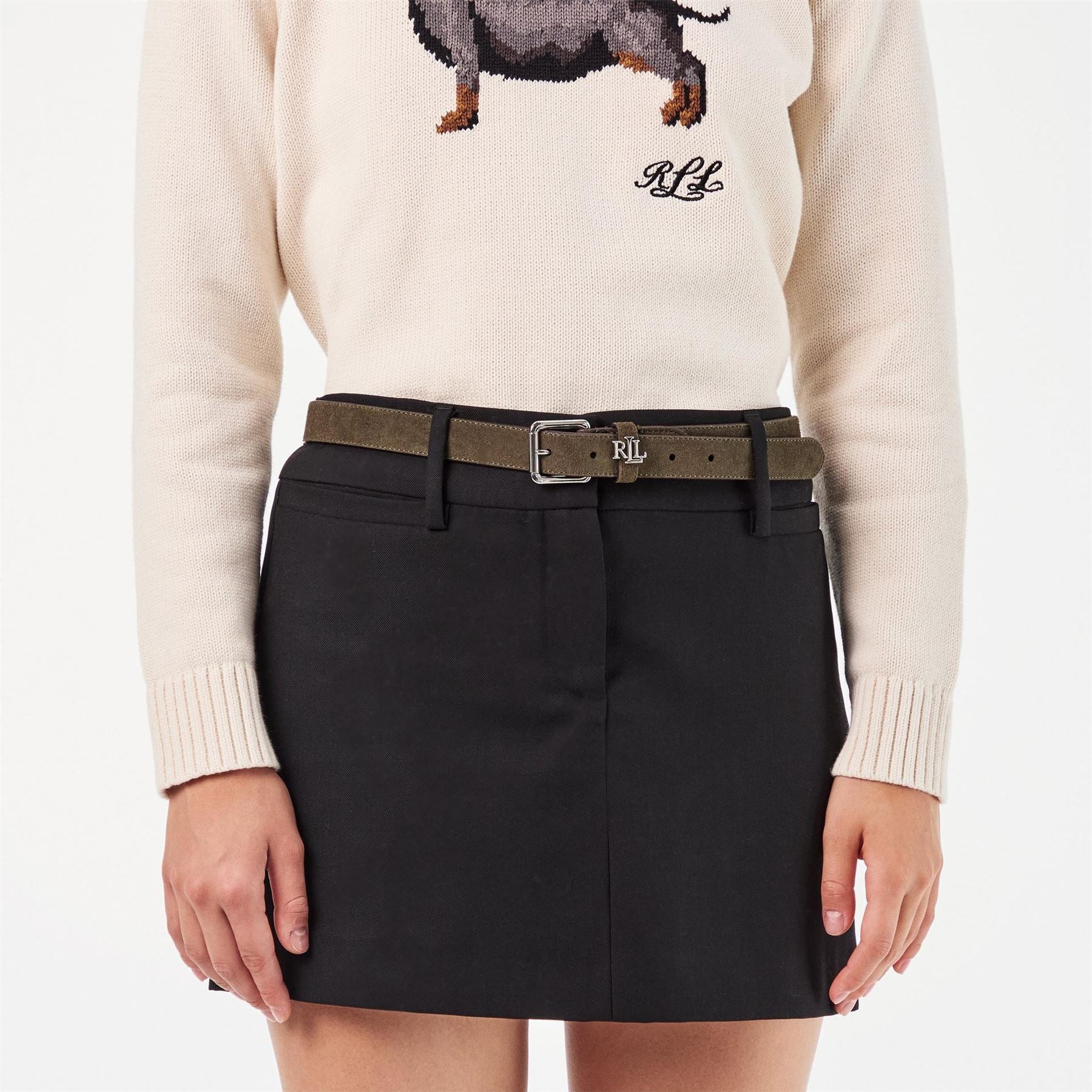 Lauren by Ralph Lauren Leather Logo Pin Buckle Belt