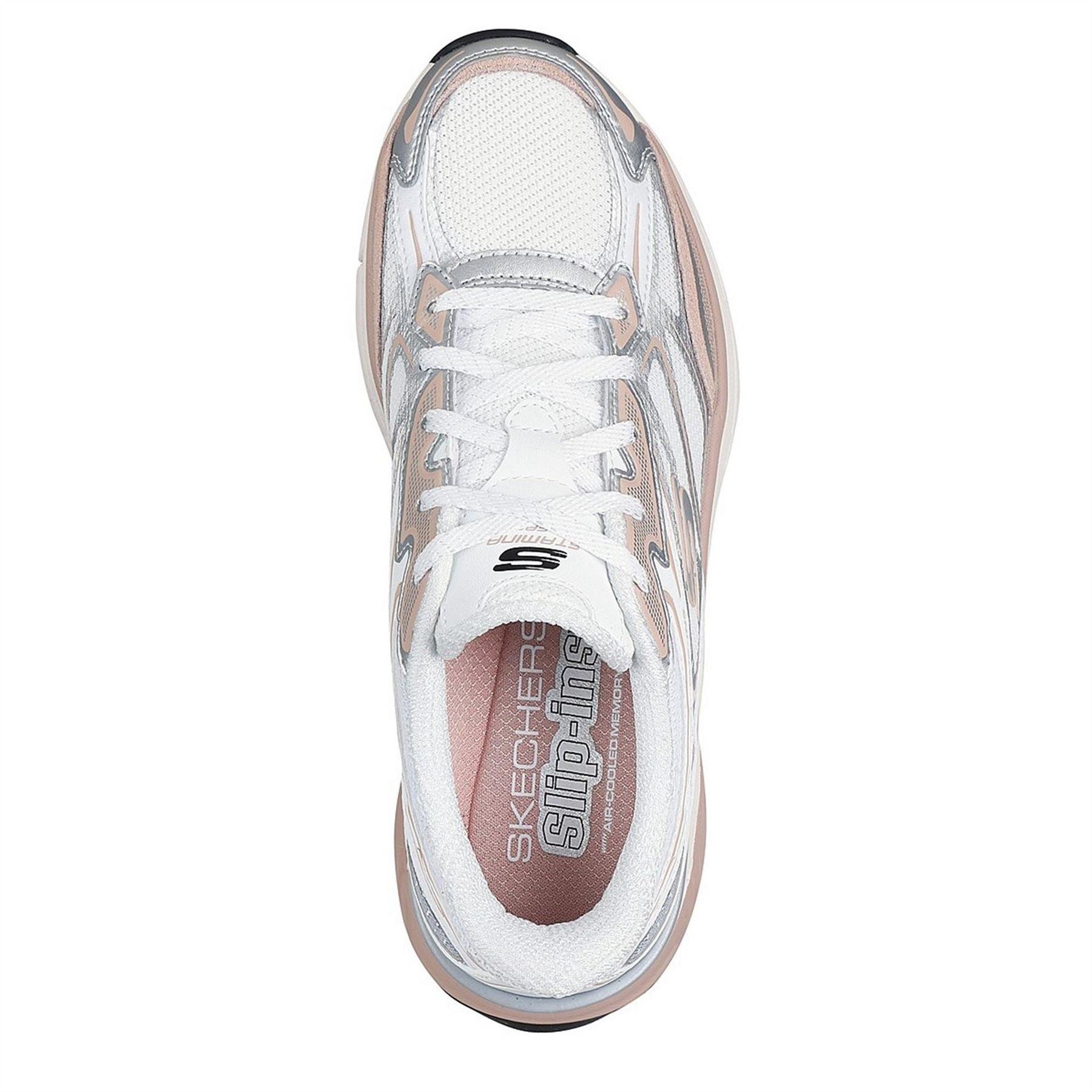 Skechers Womens Overlay Mesh Lace Up Slip  Runners