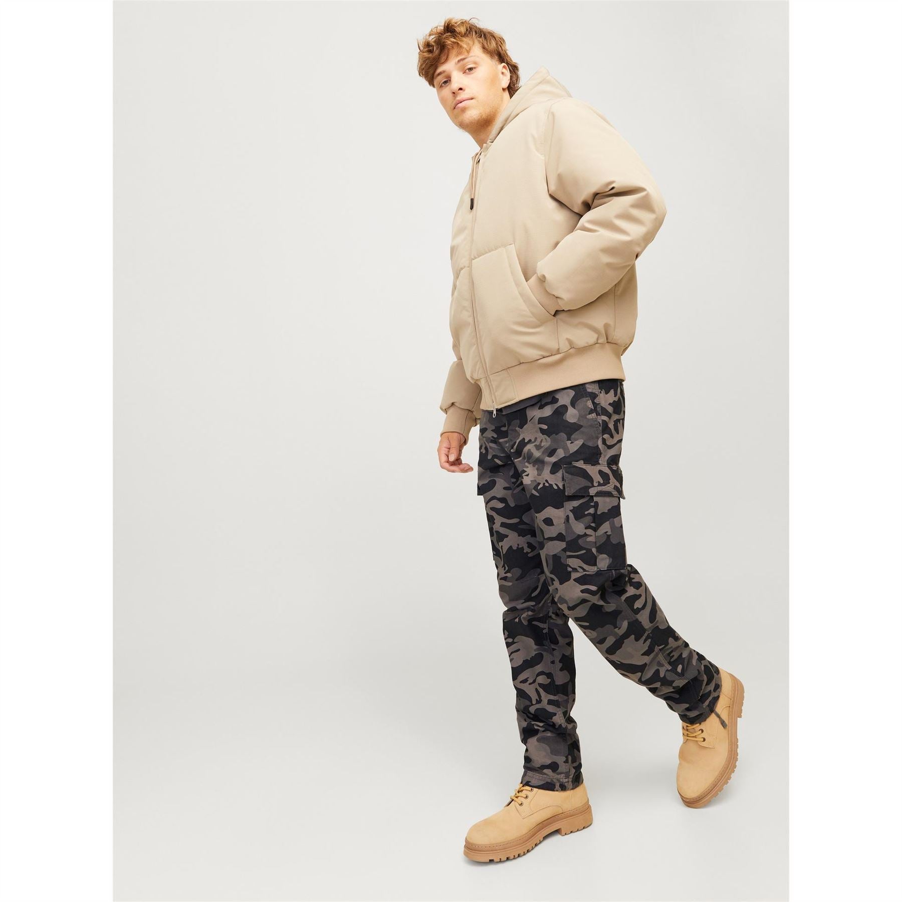Jack and Jones Barkley Camo Straight Leg Cargo Pants