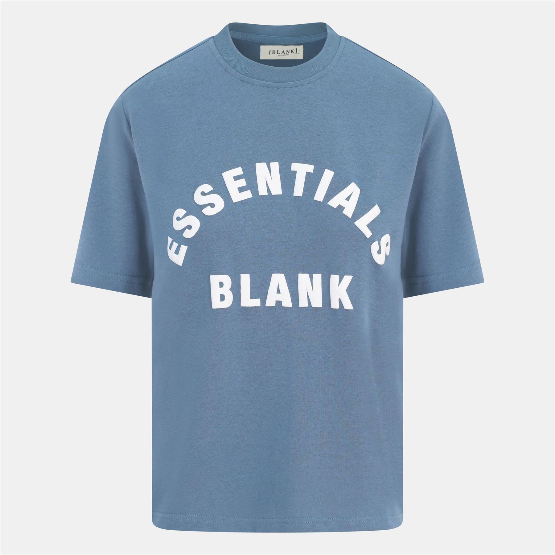Blank Essentials Lettering Crew Neck Ribbed Collar Short Sleeve Boyfriend T-Shirt