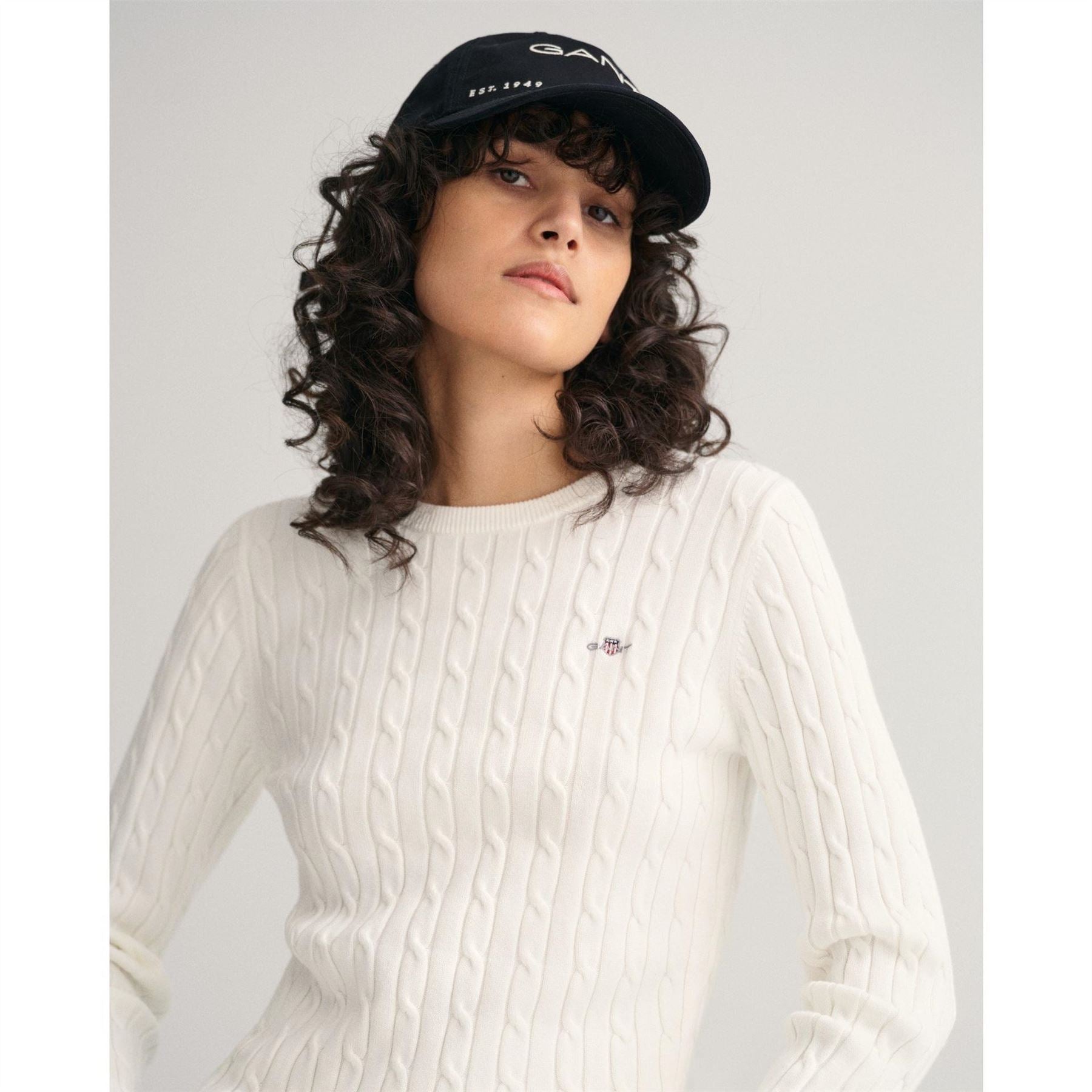 Gant Cotton Cable Knit Crew Neck Sweater