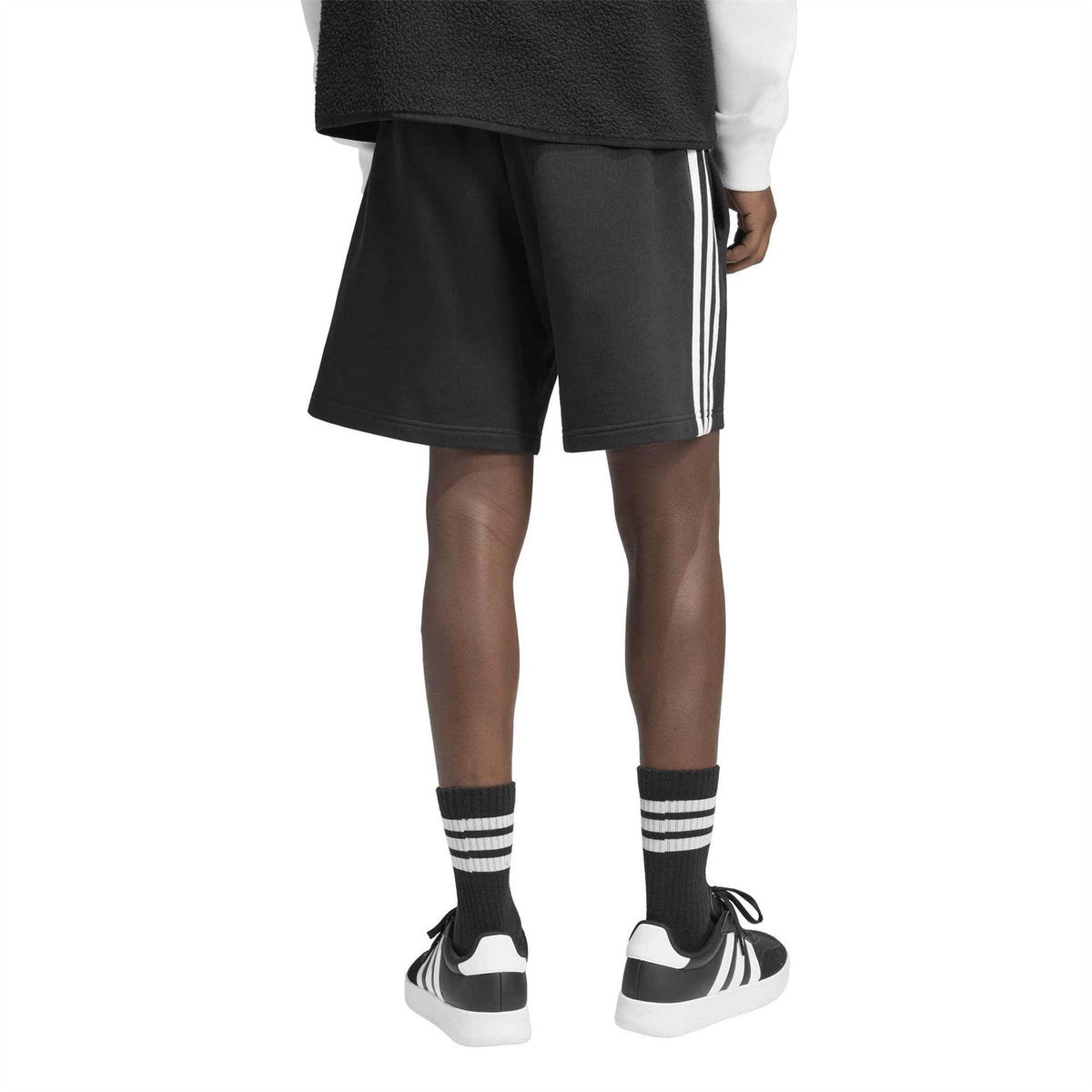 adidas Mens Essentials 3 Stripe Fleece Shorts