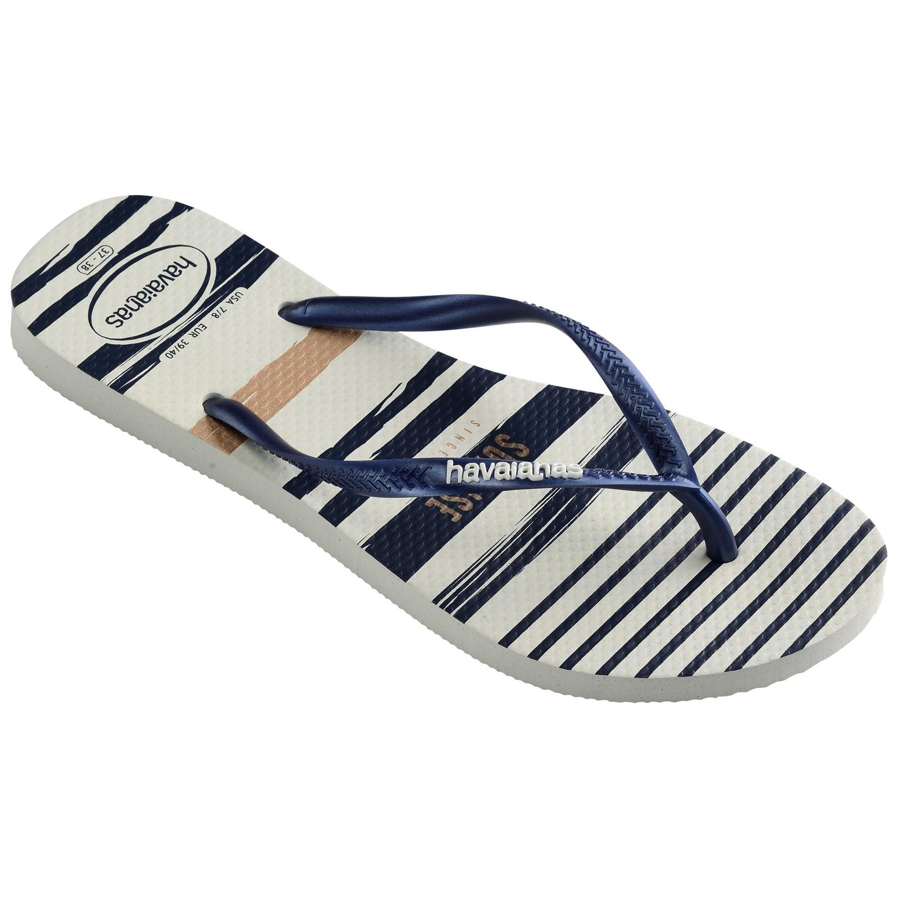 Havaianas Womens Hav. Slim Nautical White Navy White Flip Flops