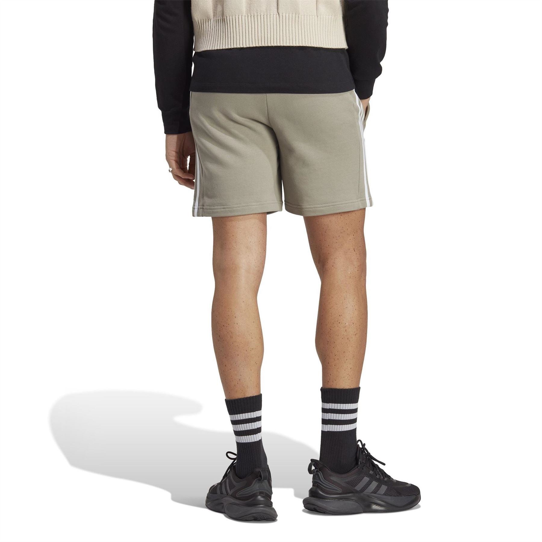 adidas Mens Essentials 3 Stripe Fleece Shorts