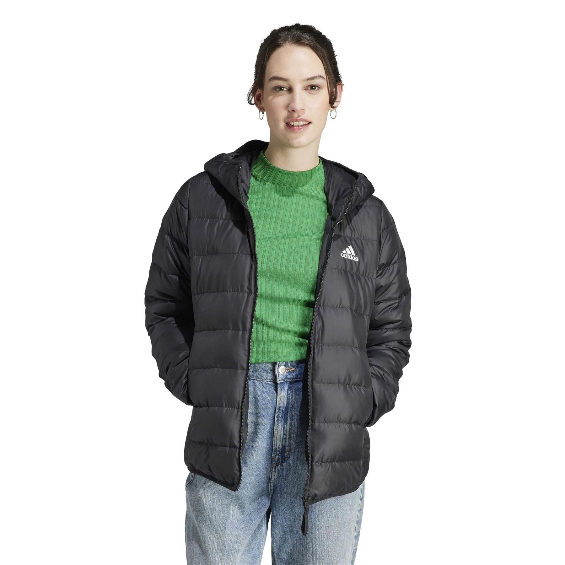 adidas Womens Essentials Light Down Hooded Jacket