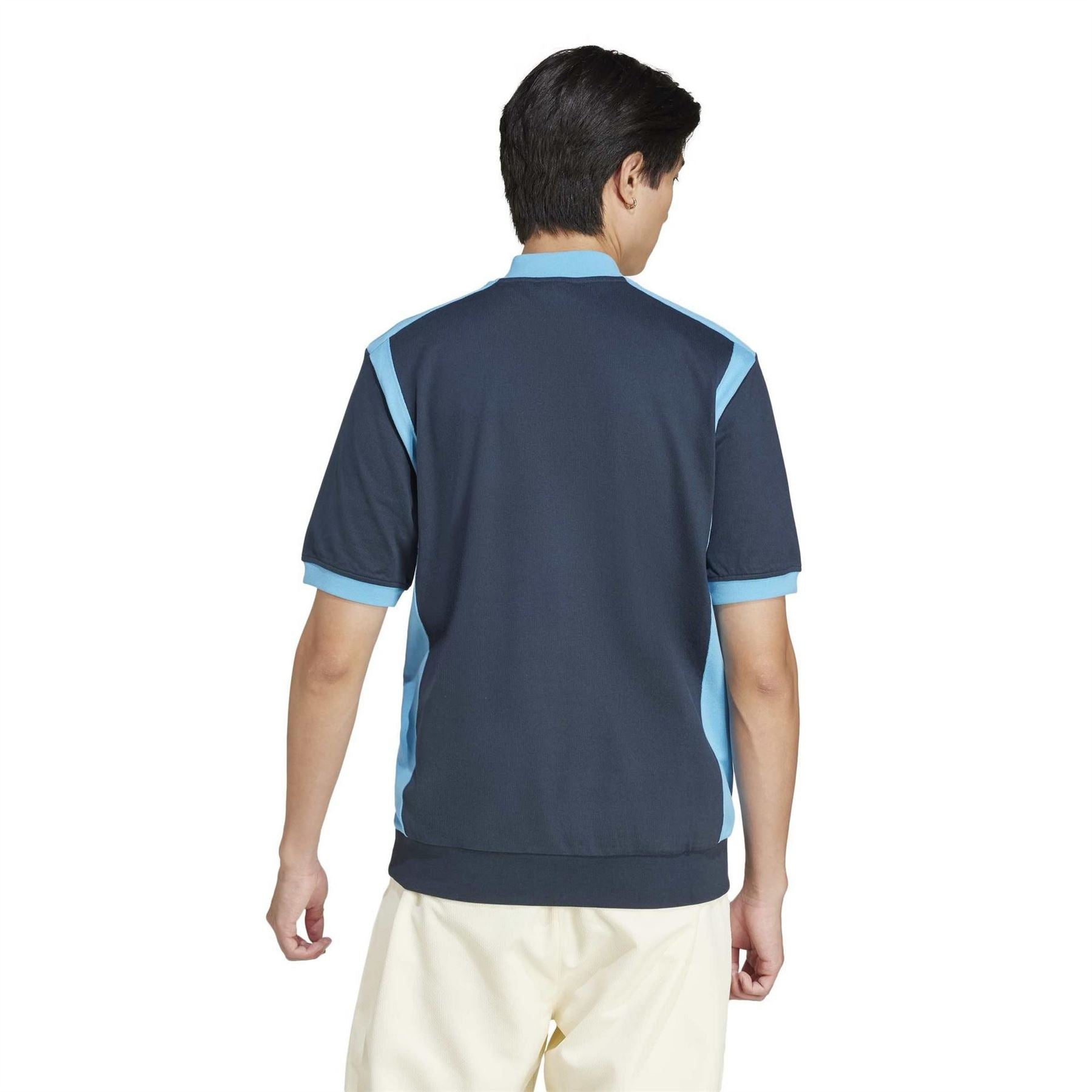adidas Mock Neck Zip Band Collar Short Sleeve Top