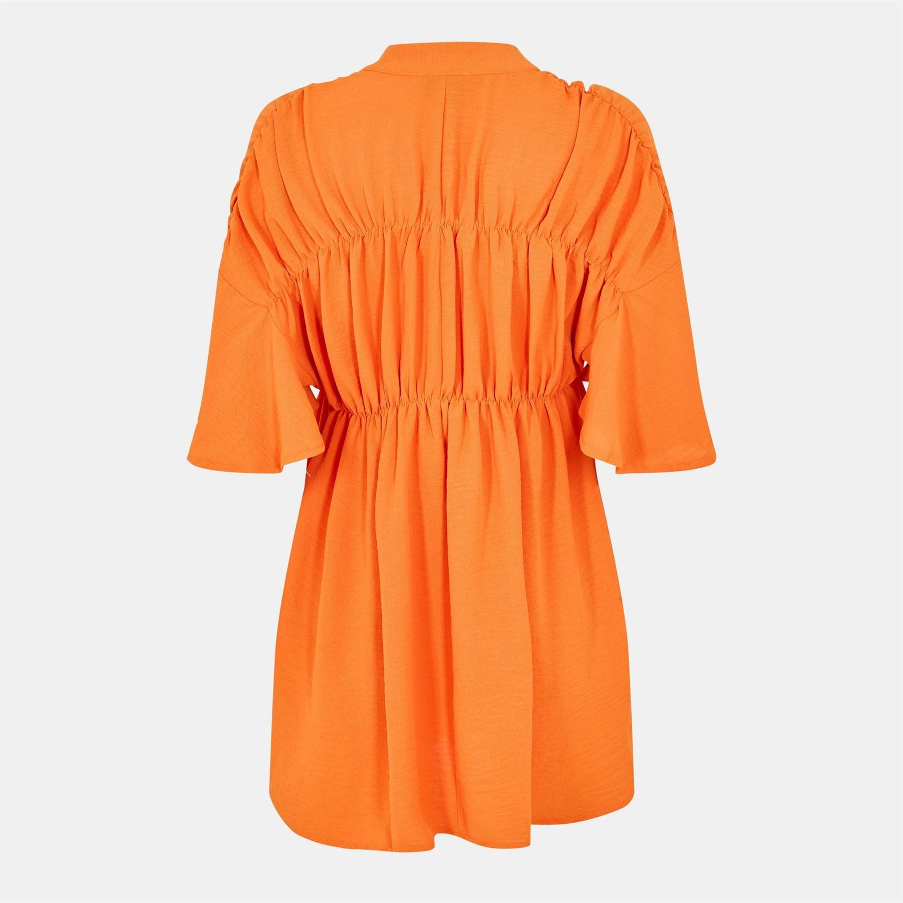 AX Paris Button Up Ruched Detail Smock V Neck Top